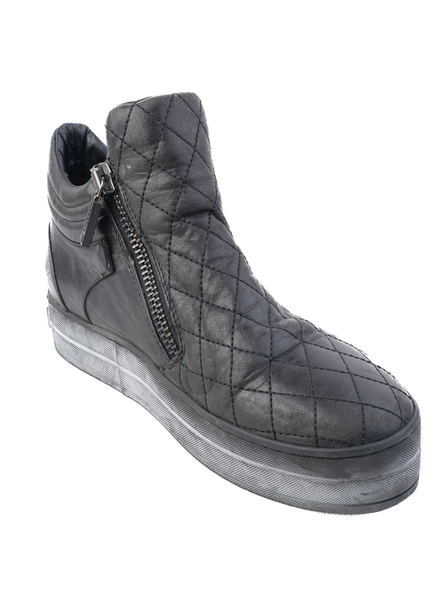 Excellent Baldinini Black Leather High-Top Sneakers Size 38