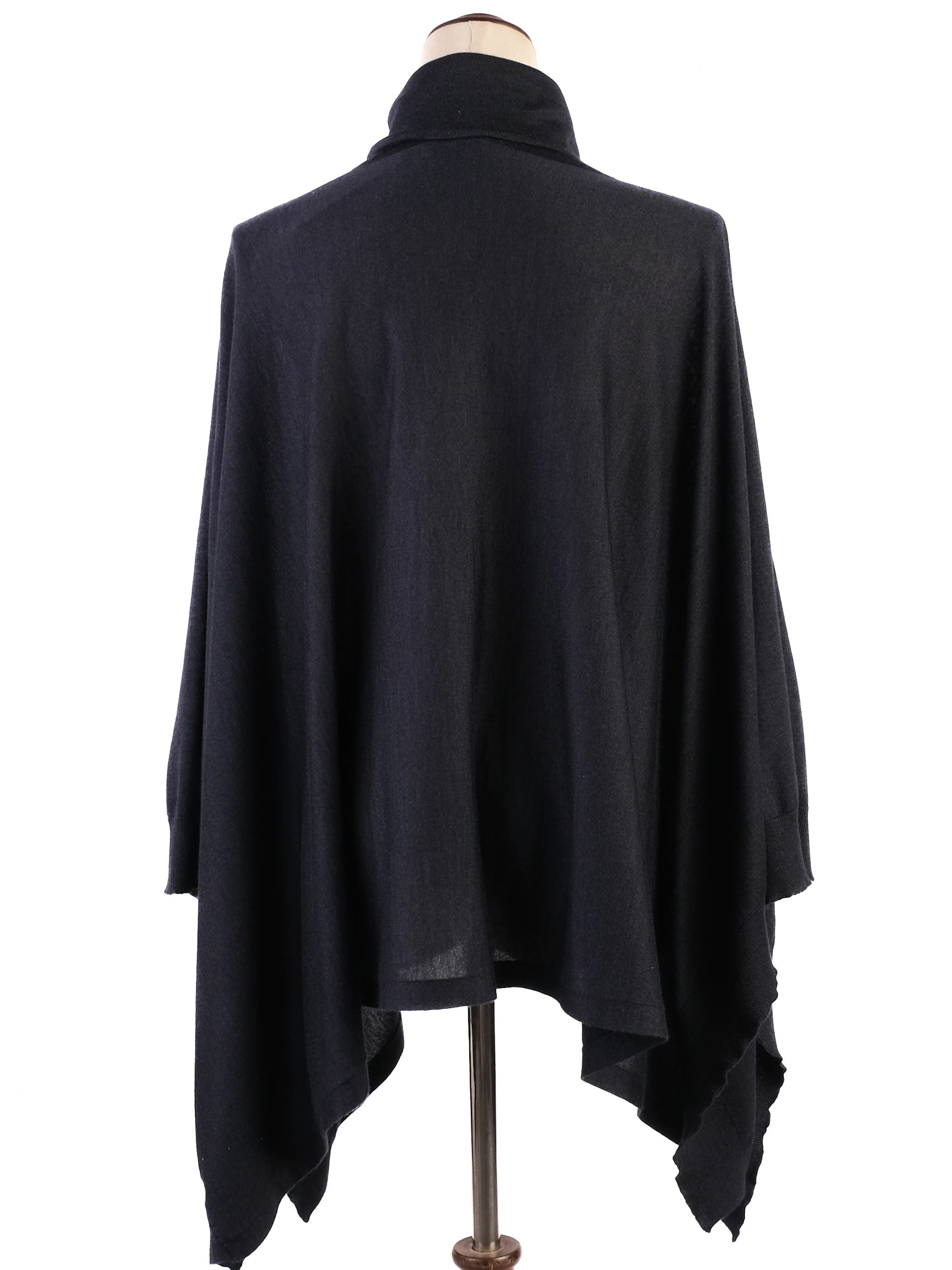 Excellent Brunello Cucinelli Blue Silk Poncho Turtleneck Size S