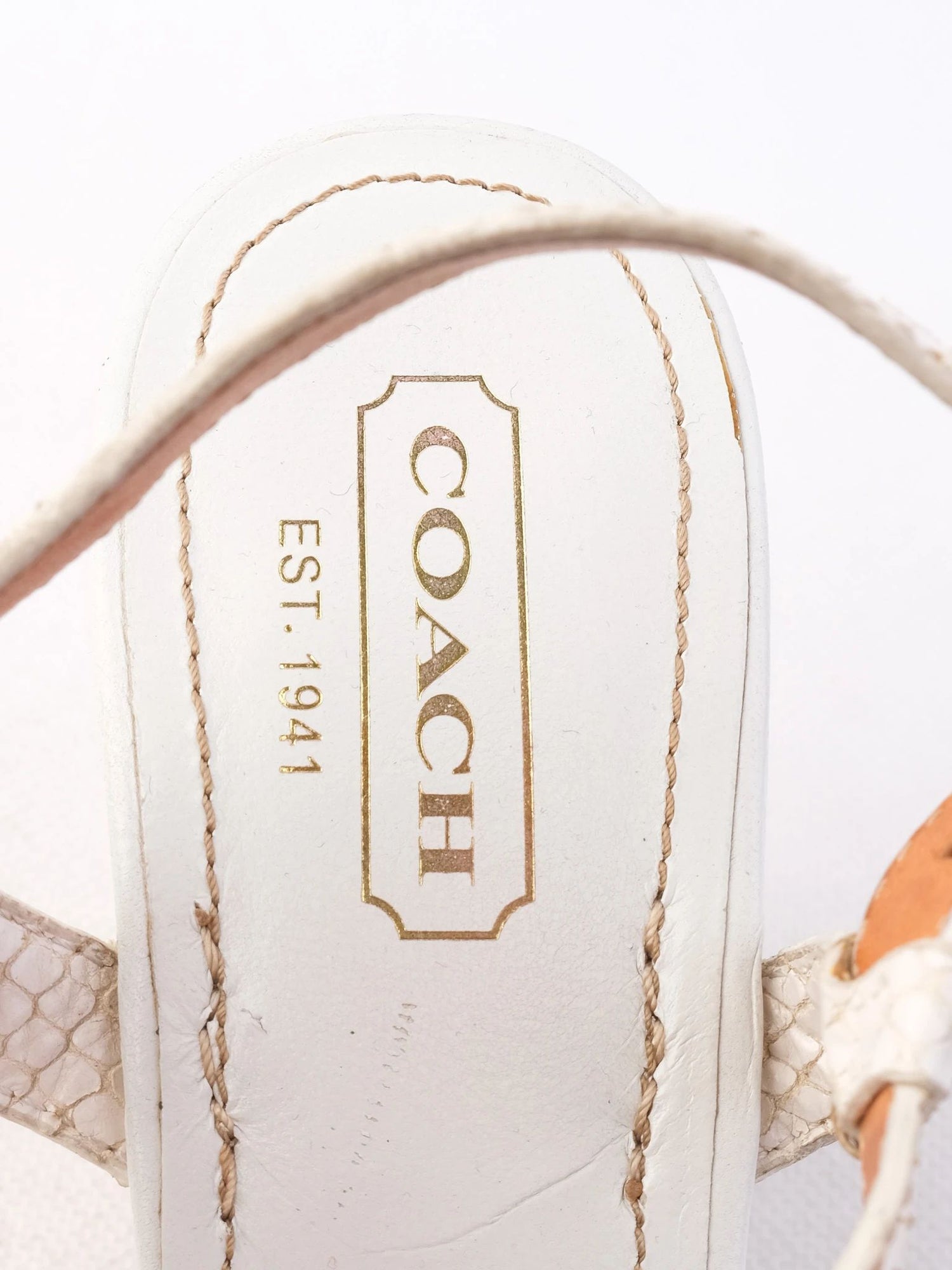 Excellent Coach Wedge Sandals Combined Color Leather Women