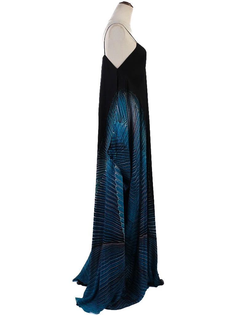 Excellent Roberto Cavalli Silk Gown Black Blue Size M