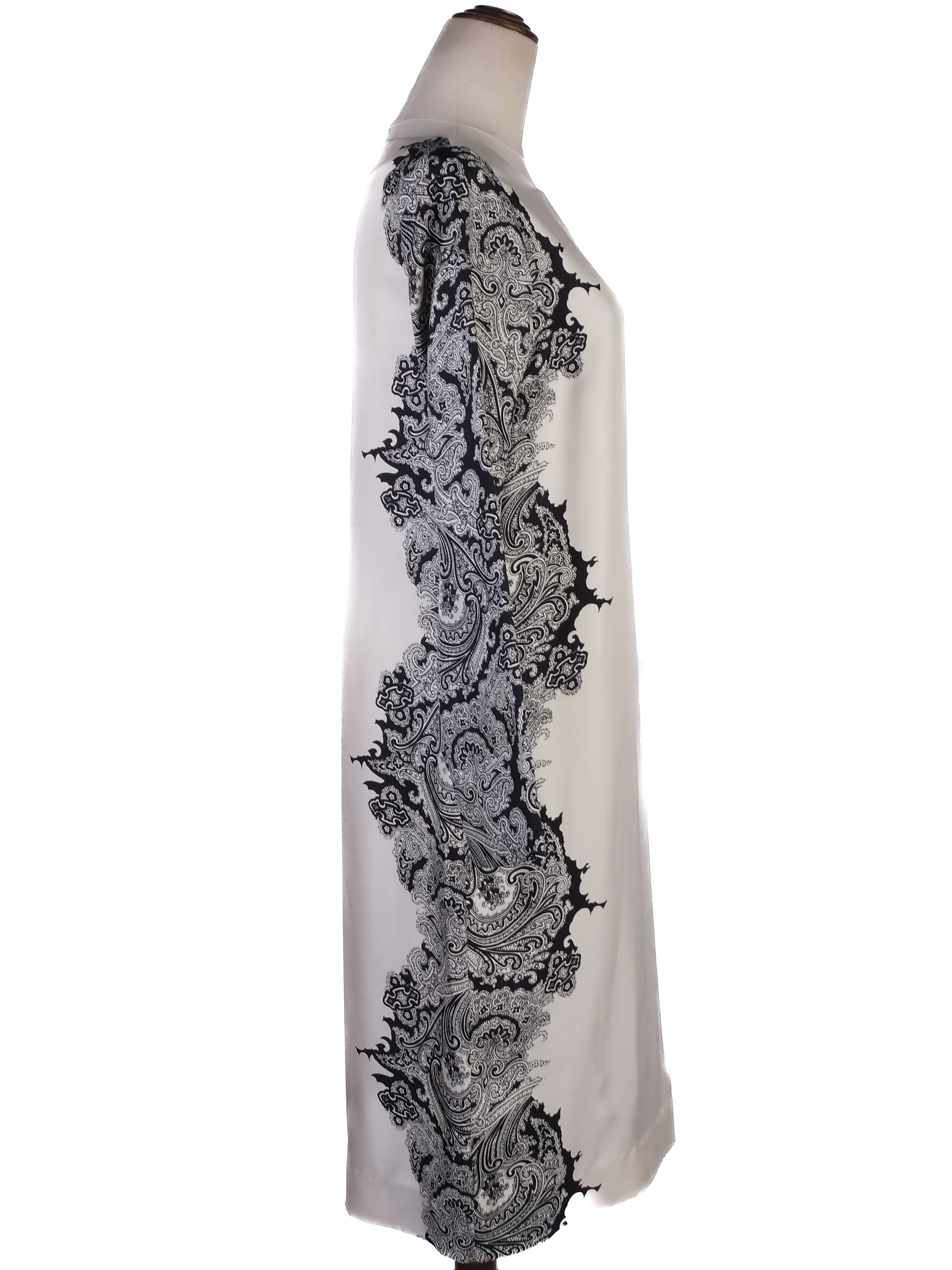NEW By Malene Birger Silk Dress XS Black White Paisley Pattern