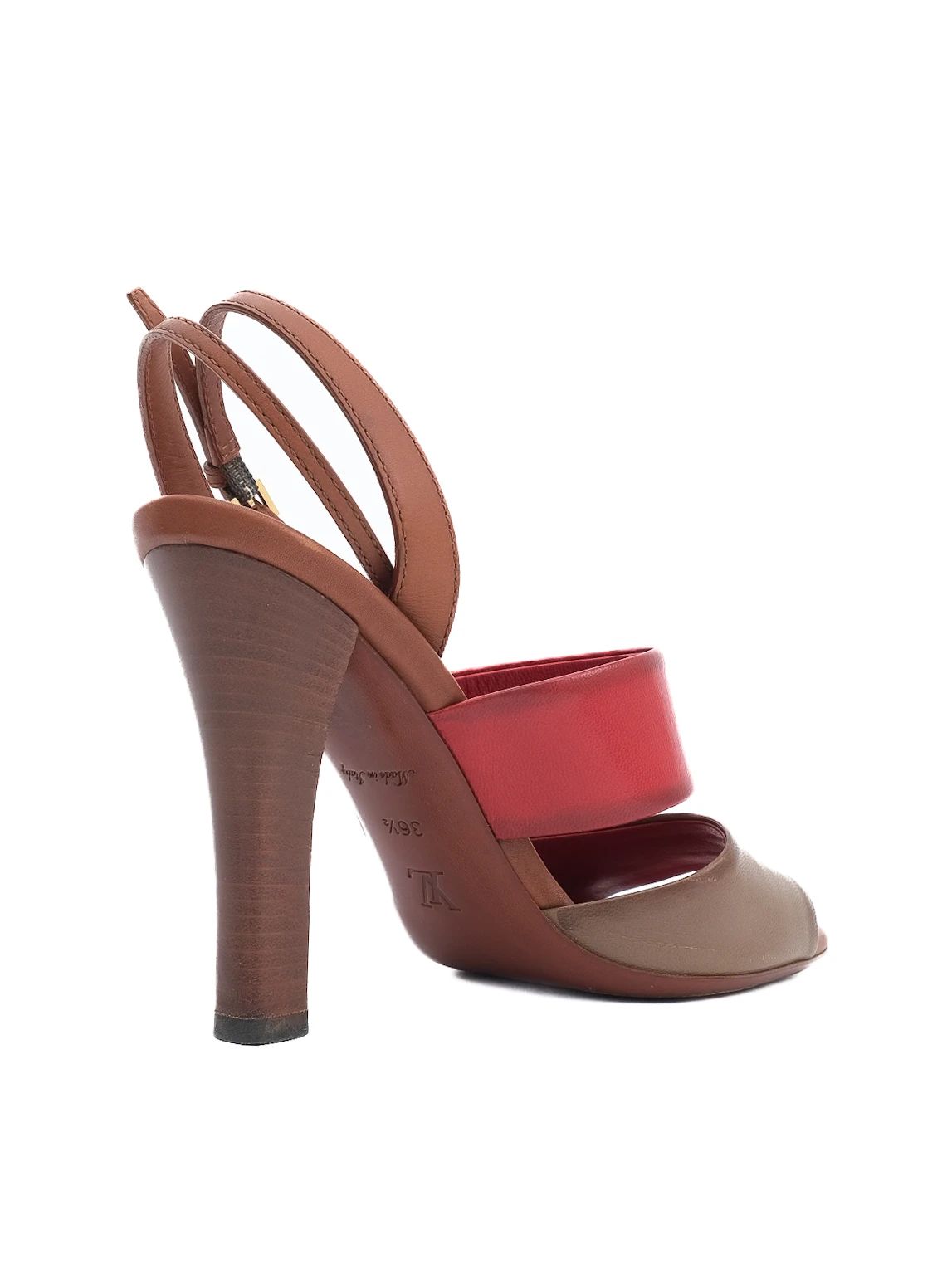 Good Louis Vuitton Red Leather High-Heeled Sandals Size 36.5