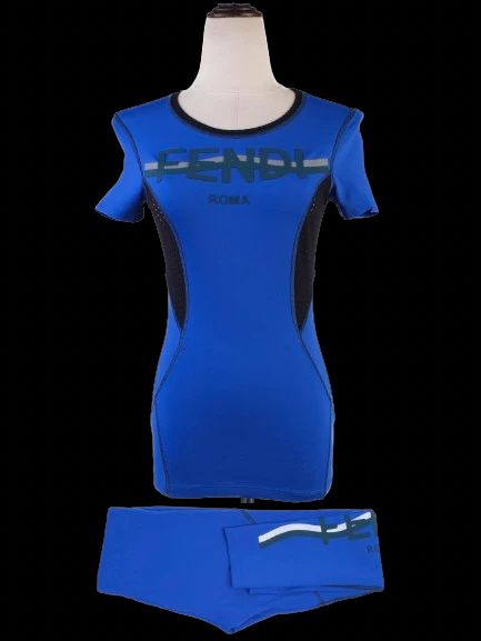 Excellent Fendi Blue Athletic Top Size S with FENDI ROMA Design