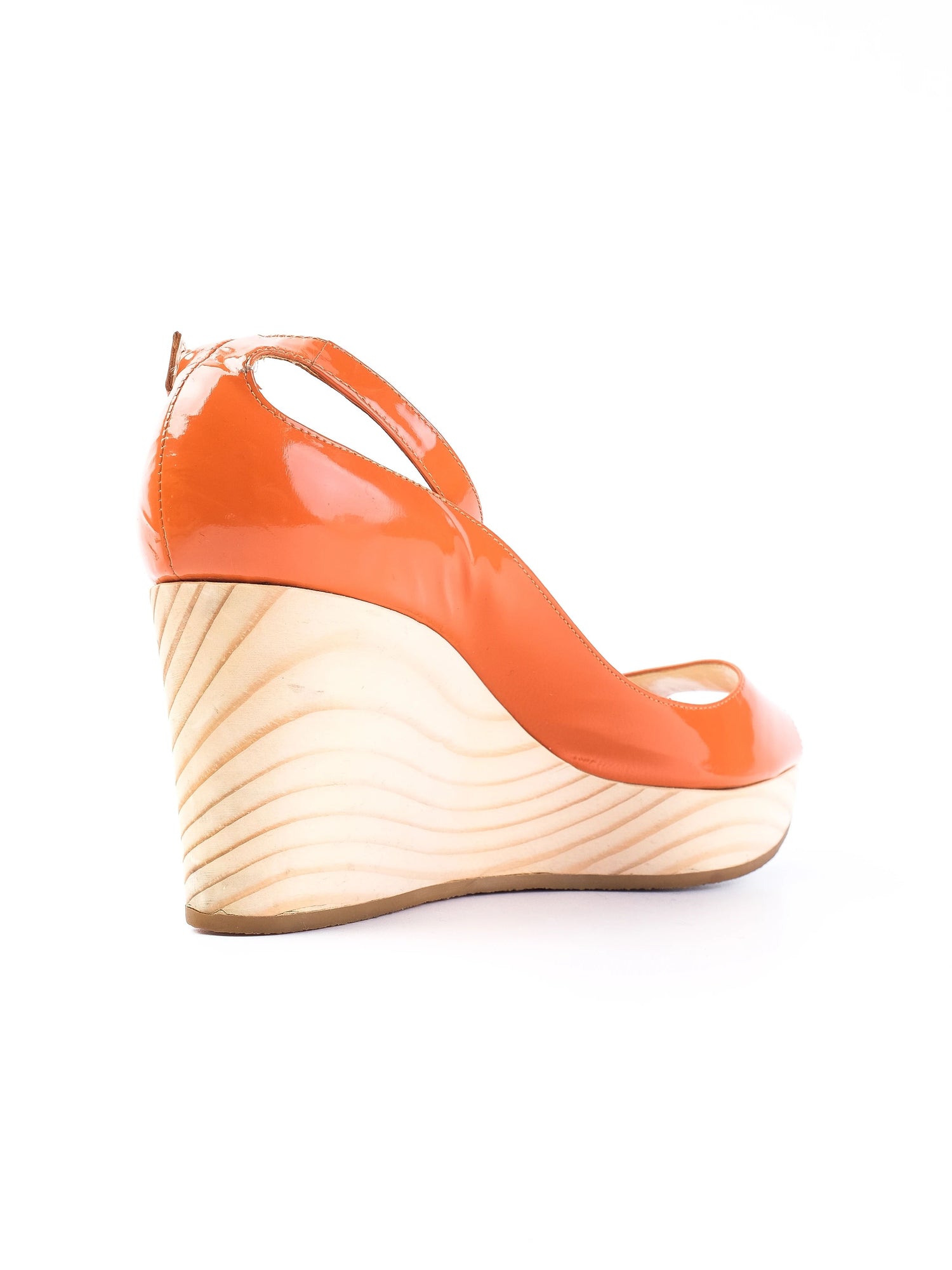Excellent Rupert Sanderson Orange Patent Leather Wedge Shoes Size 38