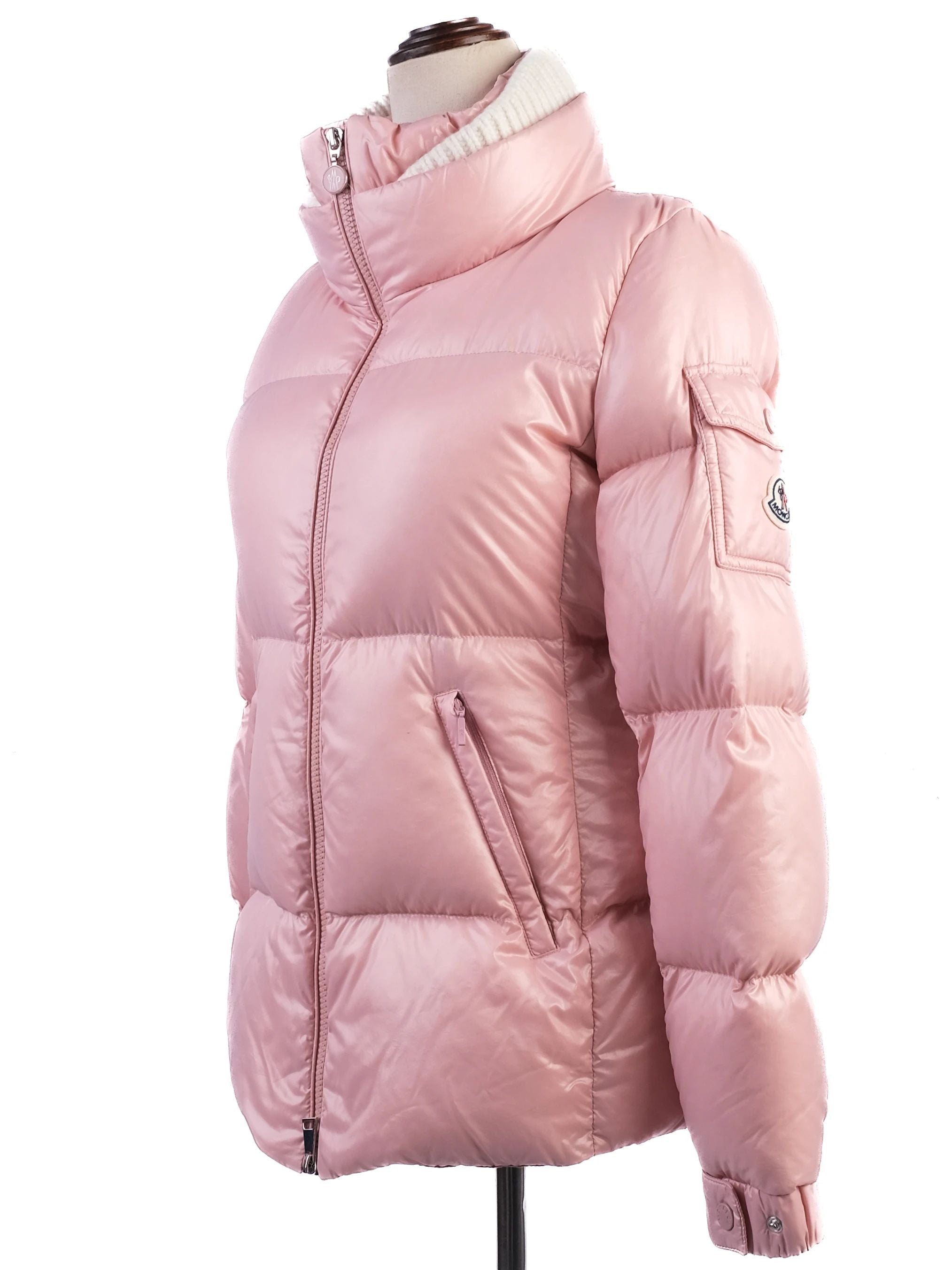 Excellent Moncler Pink Puffer Jacket Women Size XS Nylon