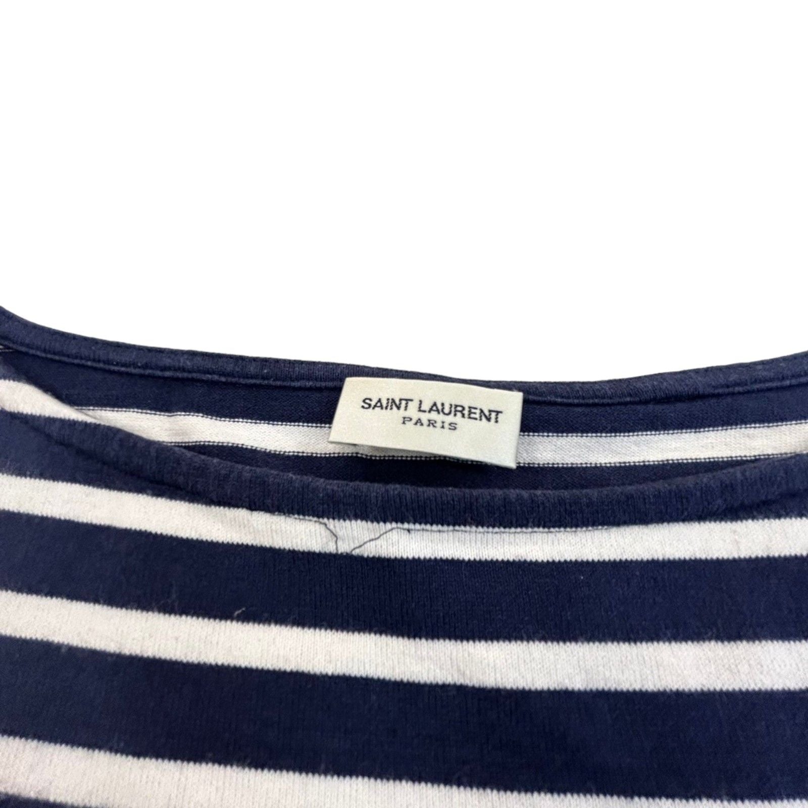 Saint Laurent Striped Long-sleeved T-shirt Cotton Blue & White M