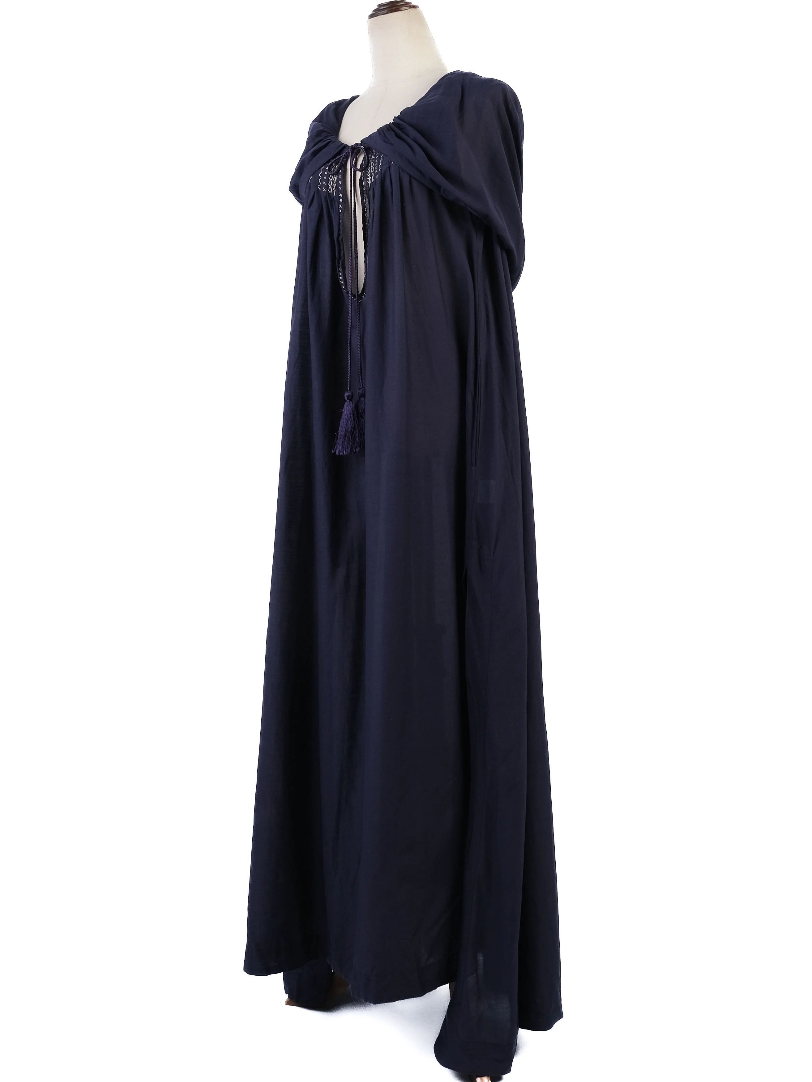 Excellent Thierry Colson Purple Silk Dress Size M with Tassels