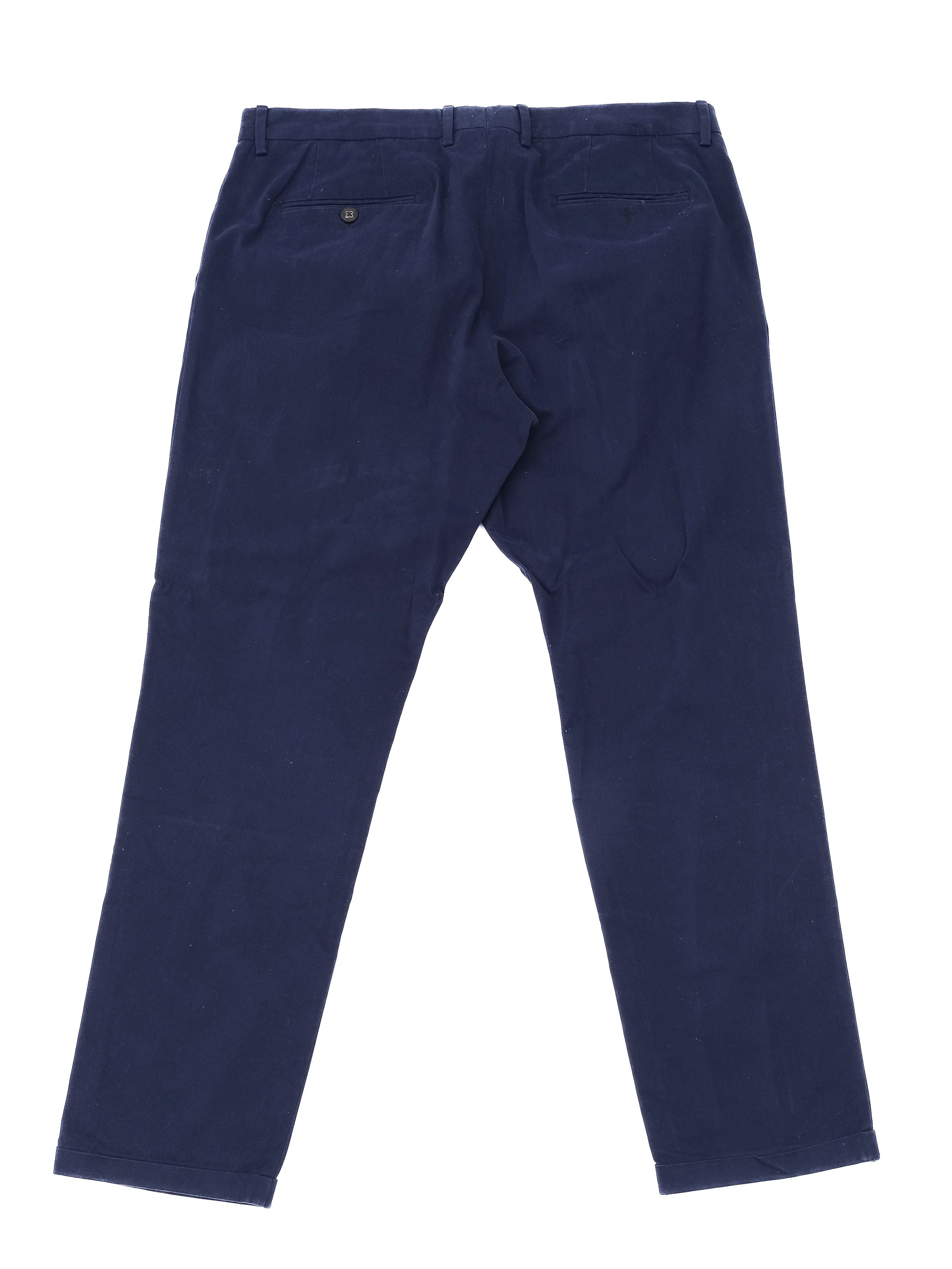 Excellent Etro Navy Blue Cotton Pants Size 3XL Made in Italy