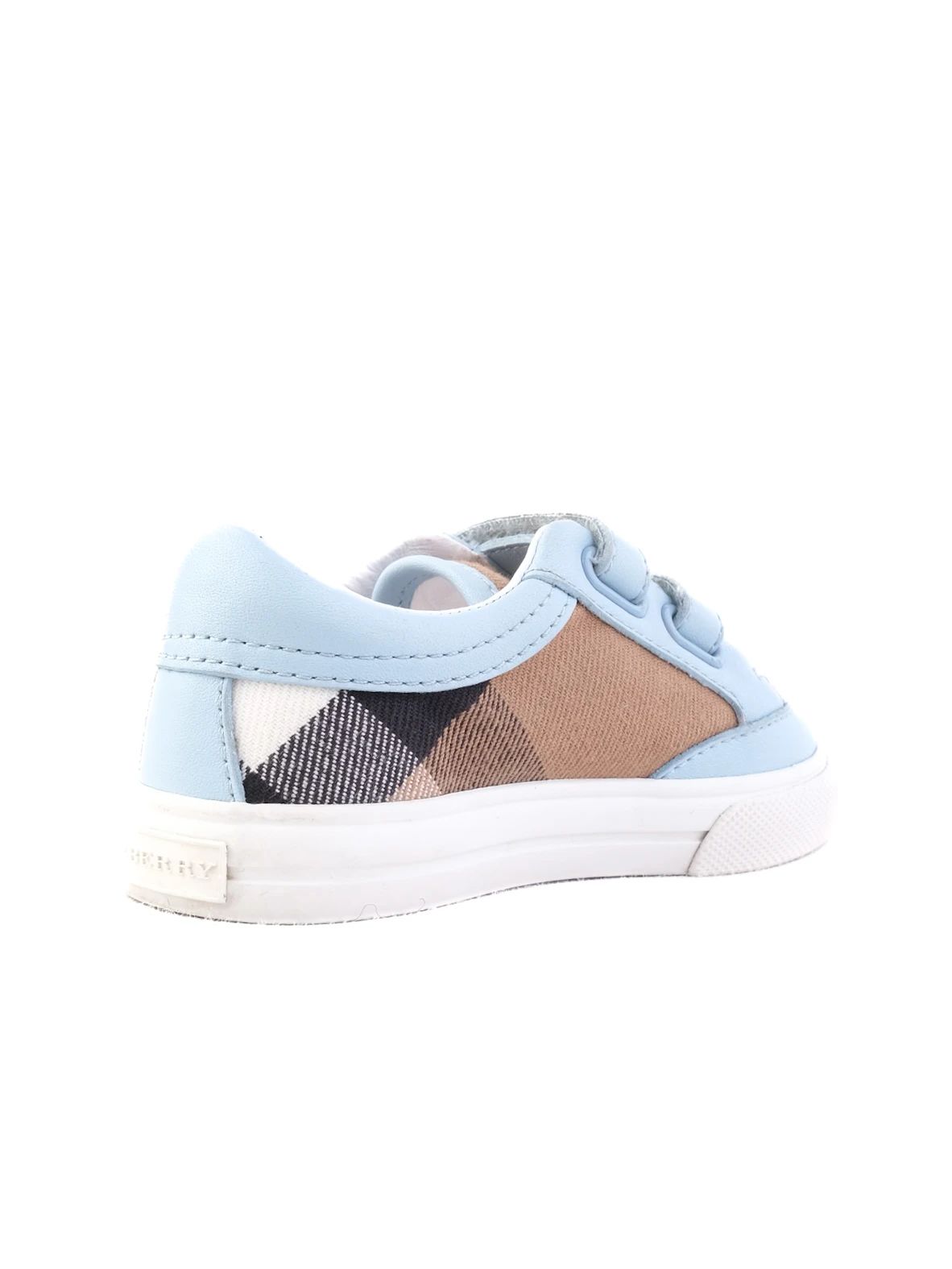 Excellent Burberry Light Blue Fabric Sneakers for Kids, Size 21