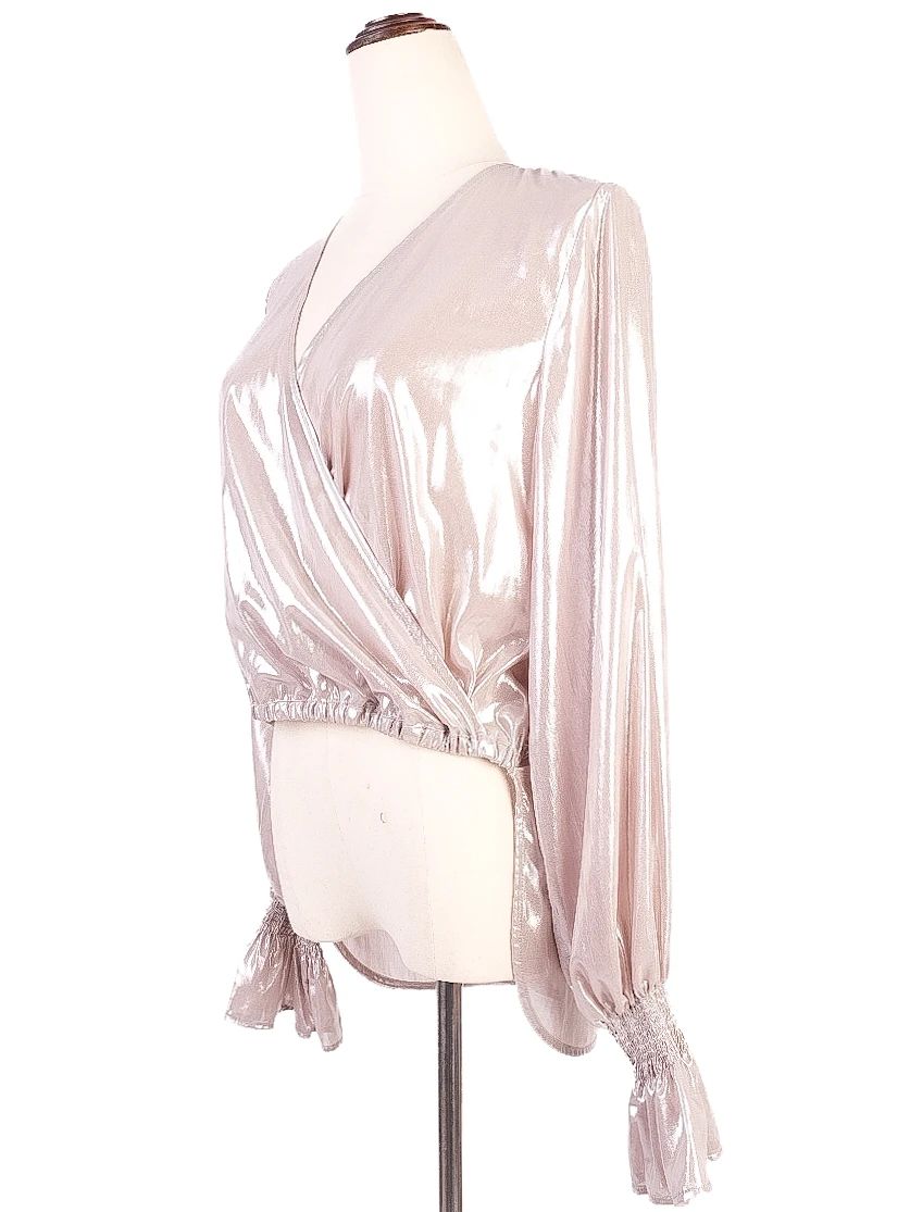 NEW Pinko Gray Long-Sleeved Polyester Top Size M Made in Italy