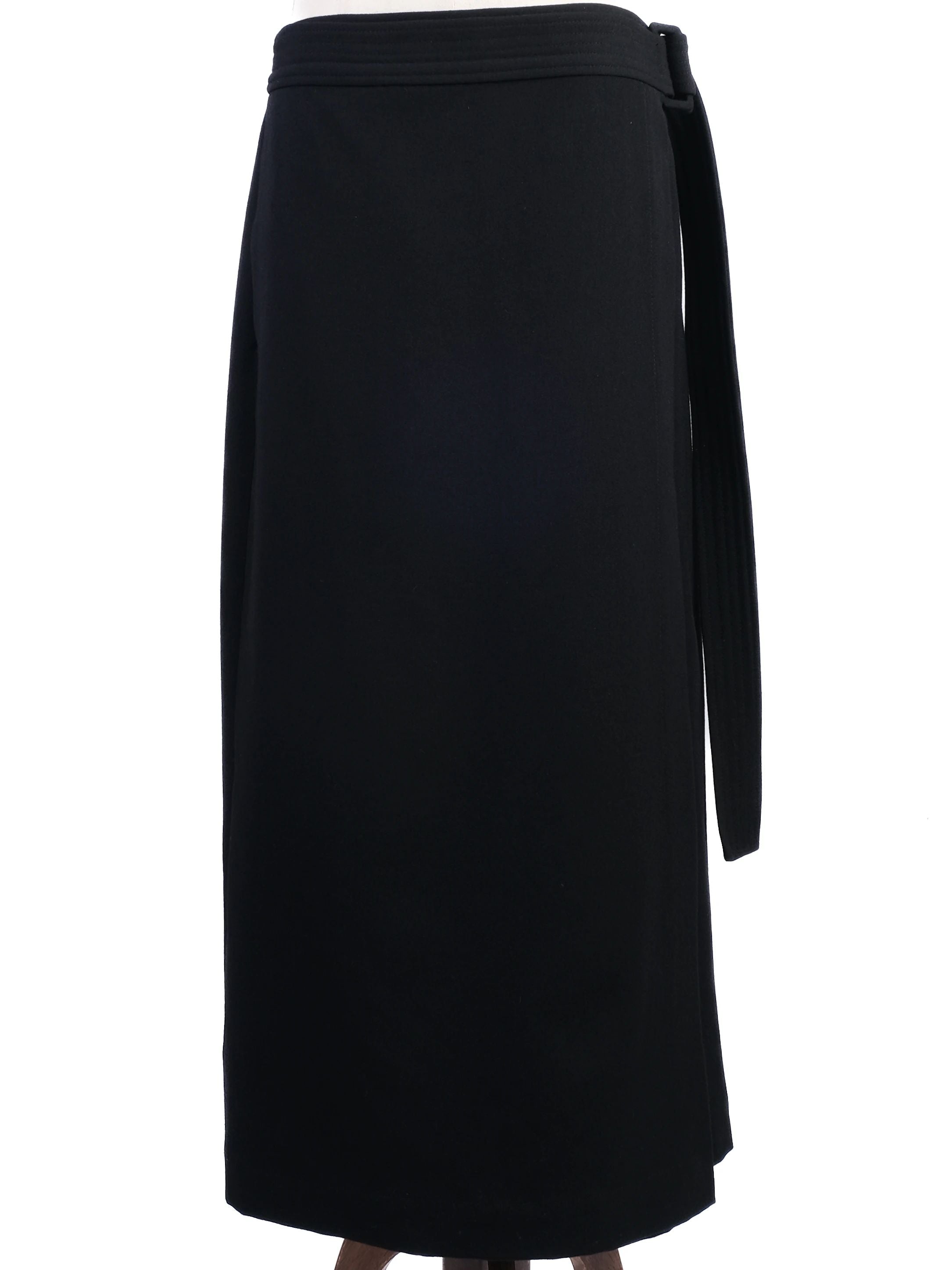 RAEY Black Wool Wrap Skirt with Belt Size XXL Excellent Condition