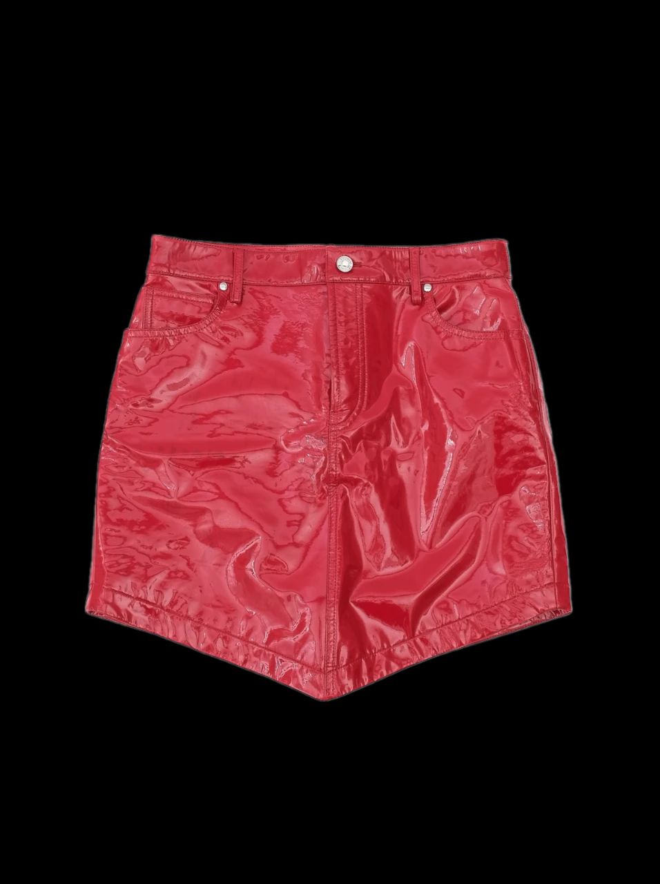 Excellent Alexandre Vauthier Red Mini Skirt Leather with Pockets