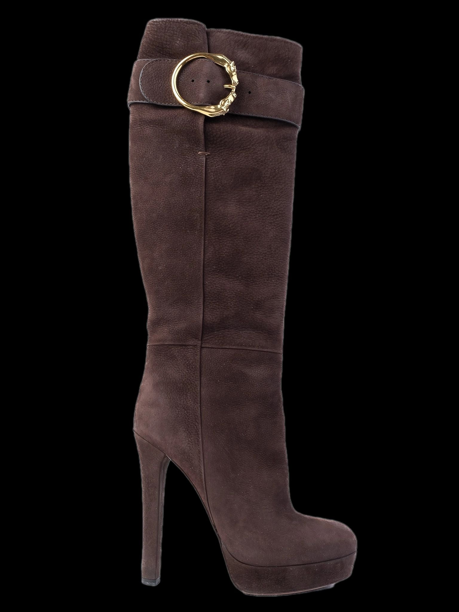 Excellent Gucci Orange Leather High-Heeled Knee-High Boots Size 39