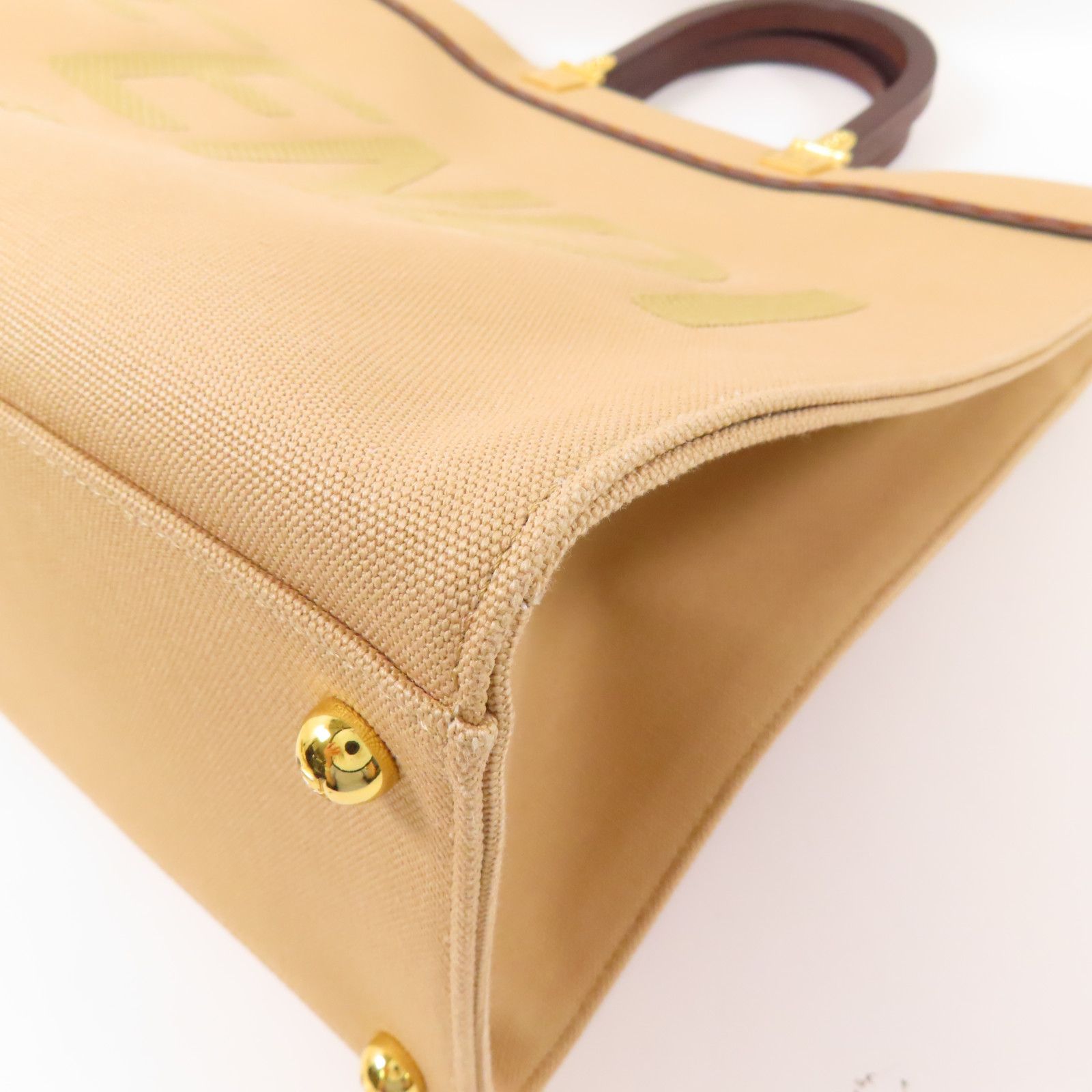 Fendi Canvas Sunshine Medium Gold Hand-handed Bag For Shoulders And Backs 2way Shoulder Bag Brown Canvas 8bh 386