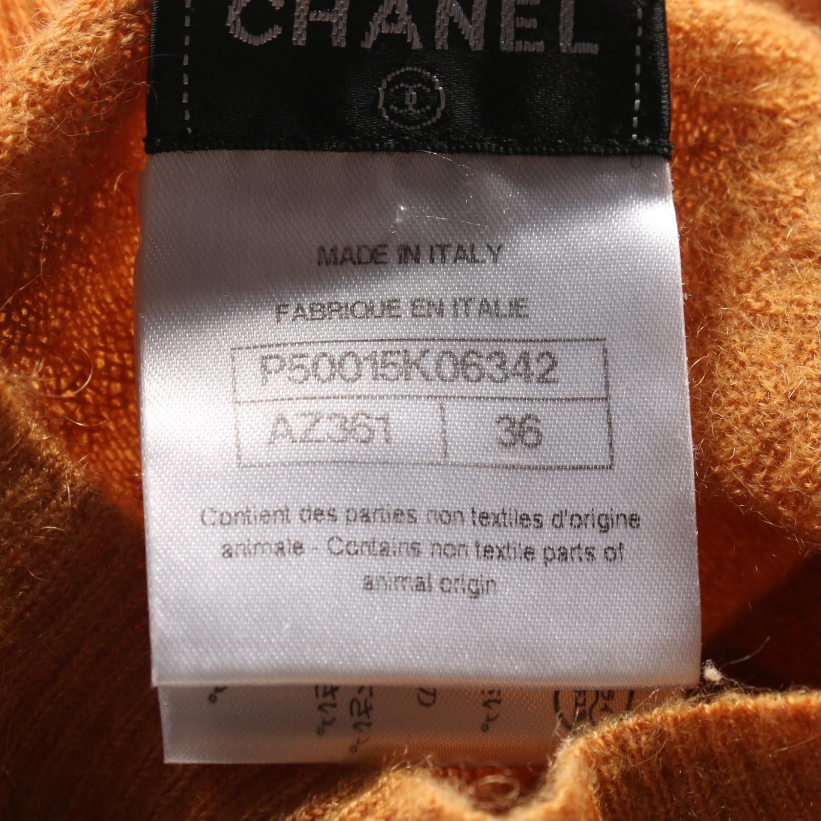 Chanel Orange With Pearl Knit Cashmere Moheya P 50015k 06342