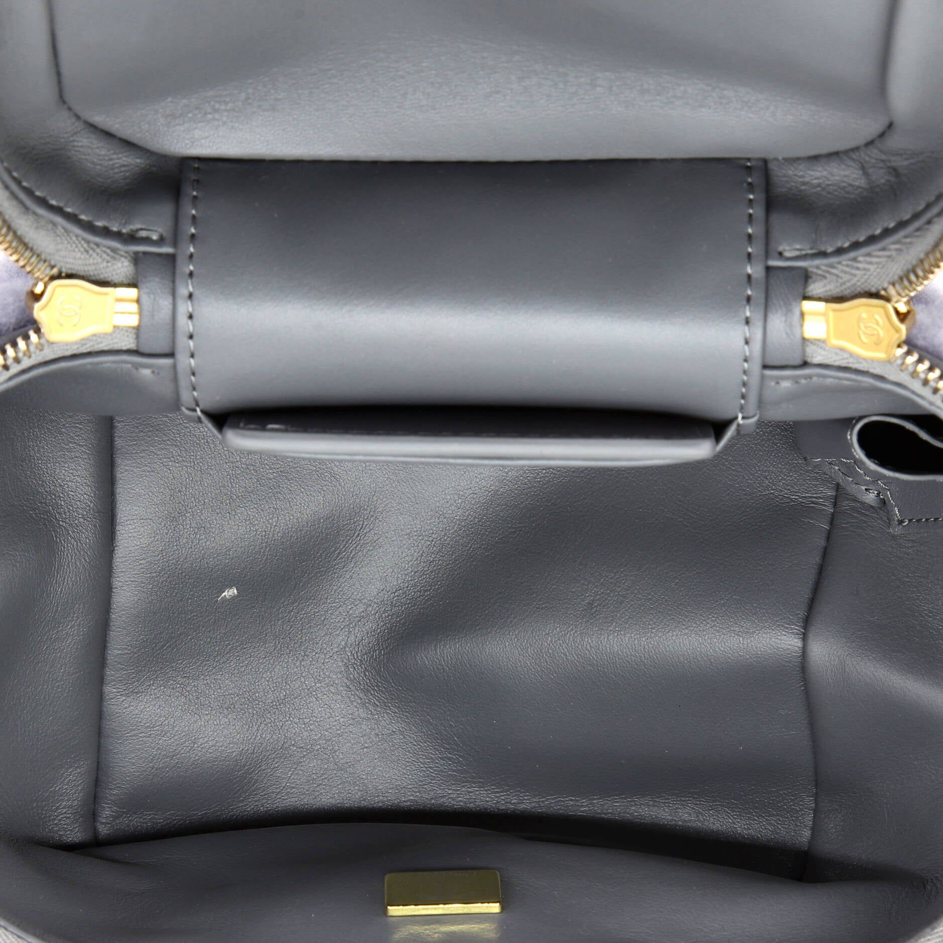 Chanel Coconing Top Handle Vanity Case With Chain Quilted Shearling Small