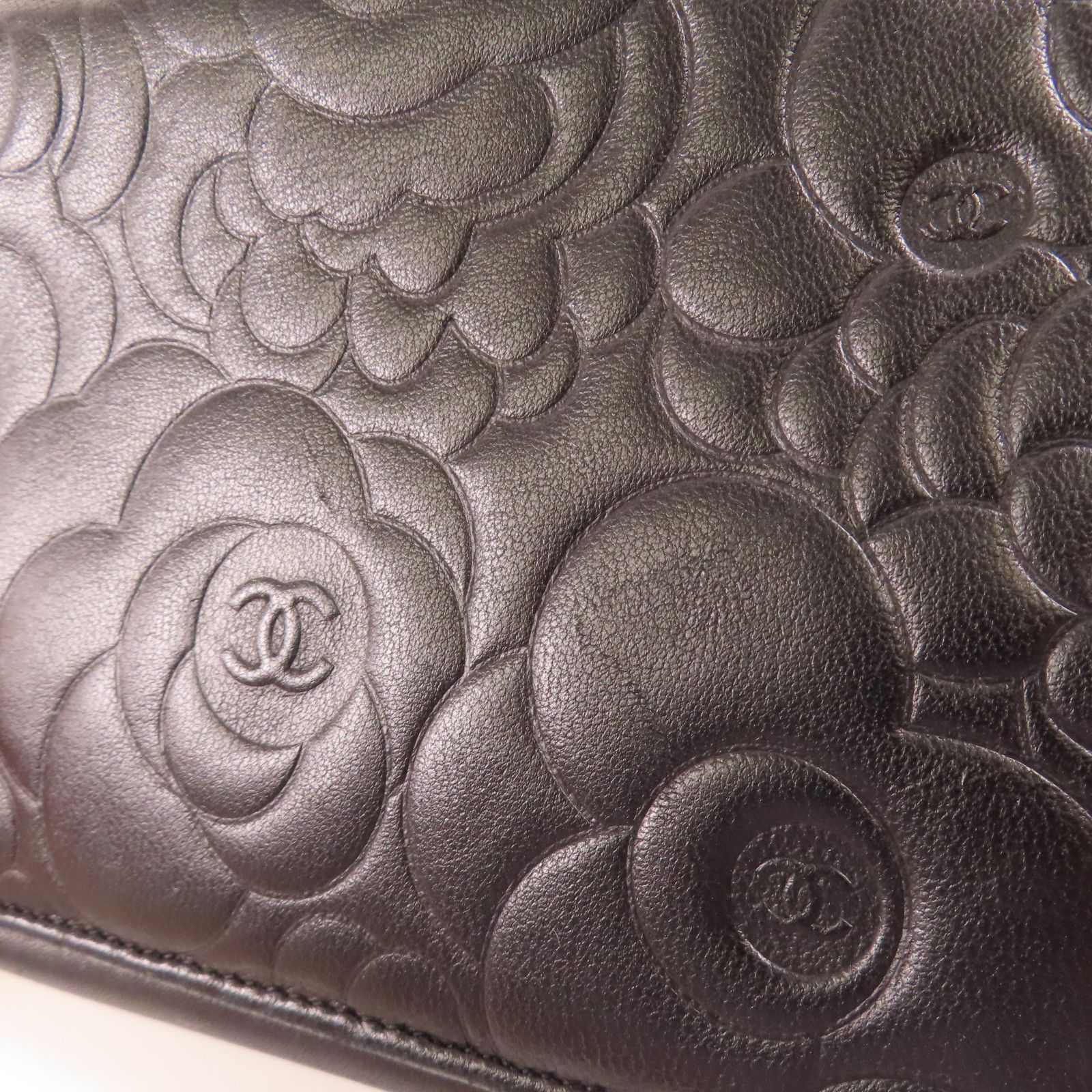 Chanel Lambskin Camellia Embossed Wallet on Chain WOC