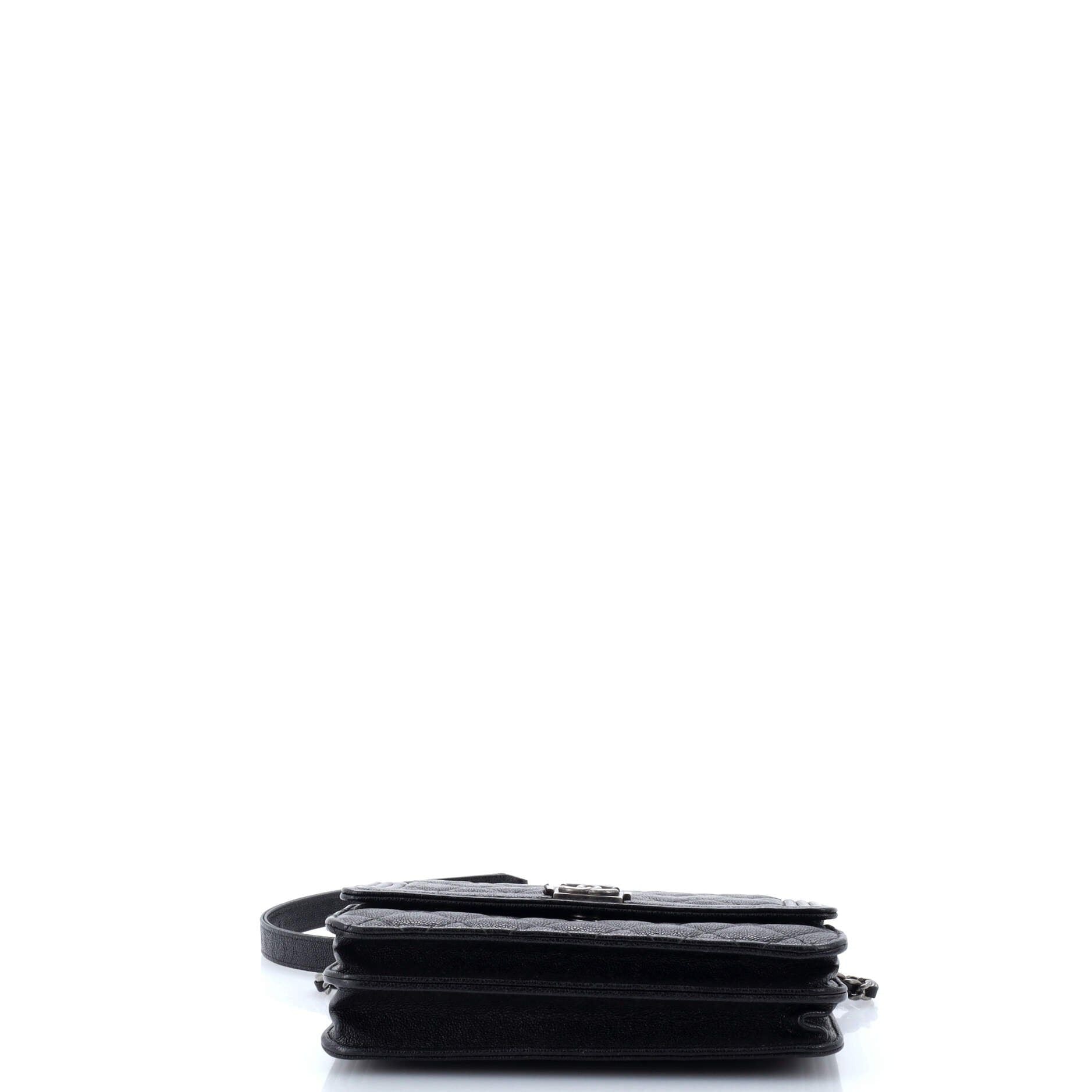 Chanel Boy Square Wallet On Chain Quilted Caviar