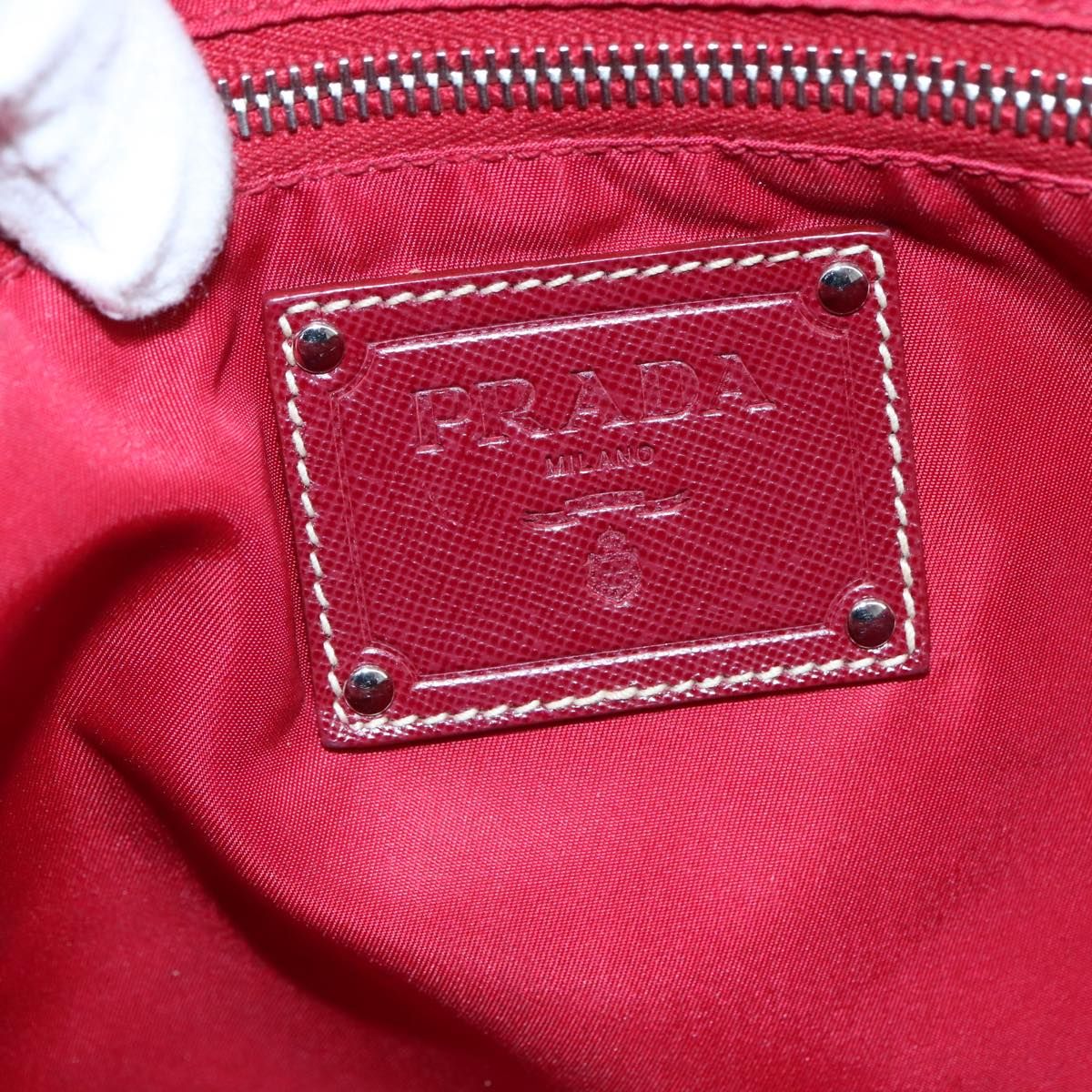 Prada Tote Bag Nylon Pink Silver Auth