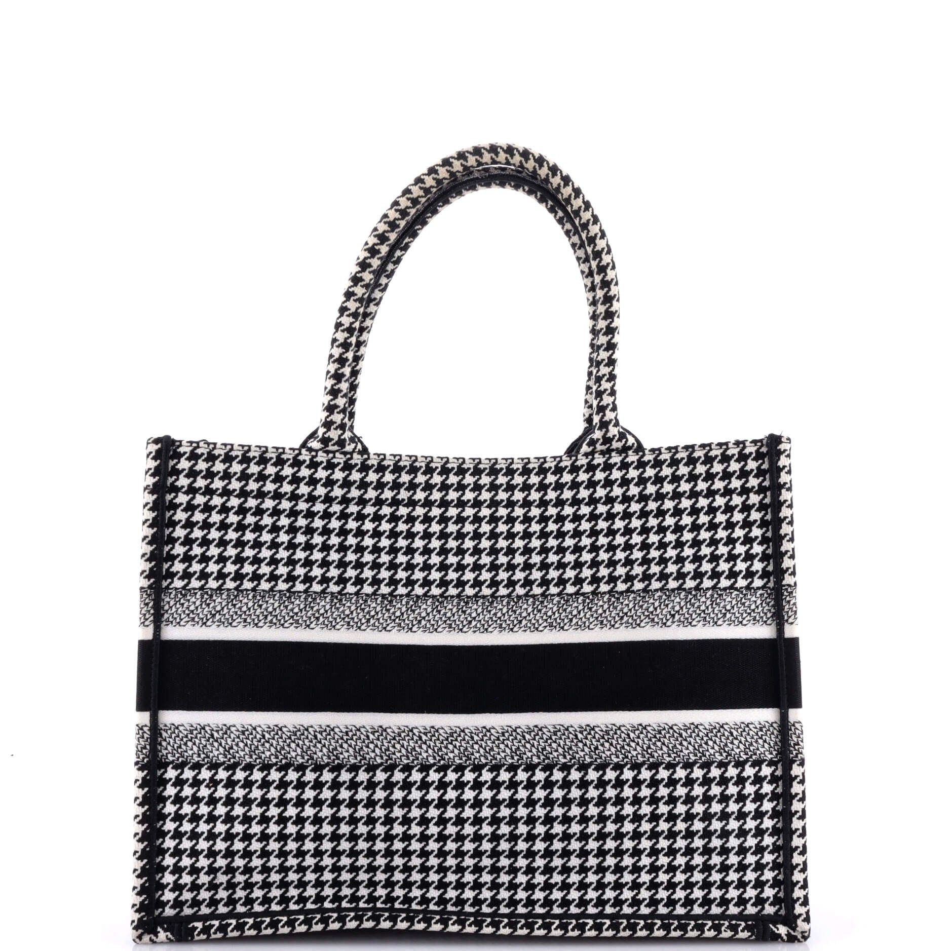 Christian Dior Book Tote Houndstooth Canvas Medium
