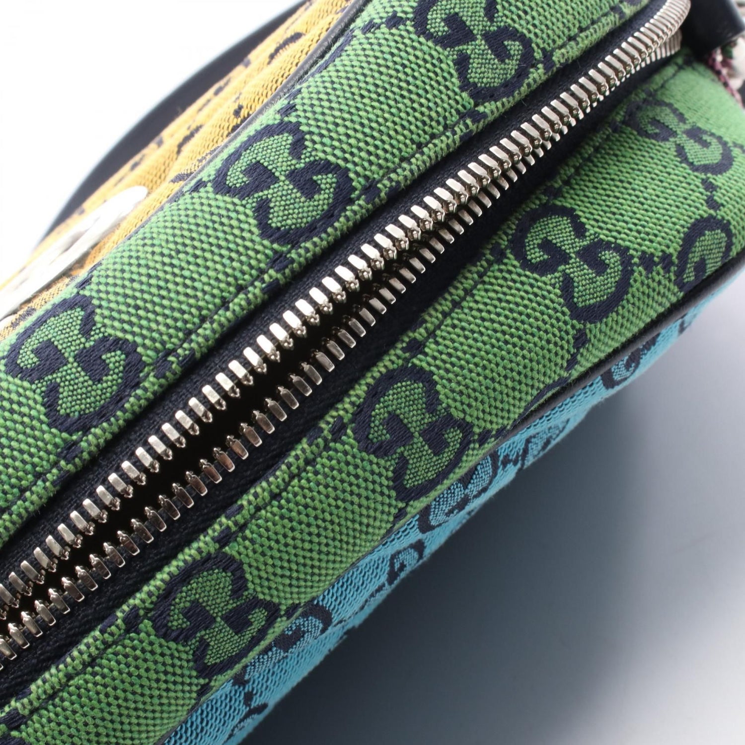 Gucci Gg Marmont Gg Canvas Quilted Shoulder Bag Yellow Navy Multicolor Canvas 447632