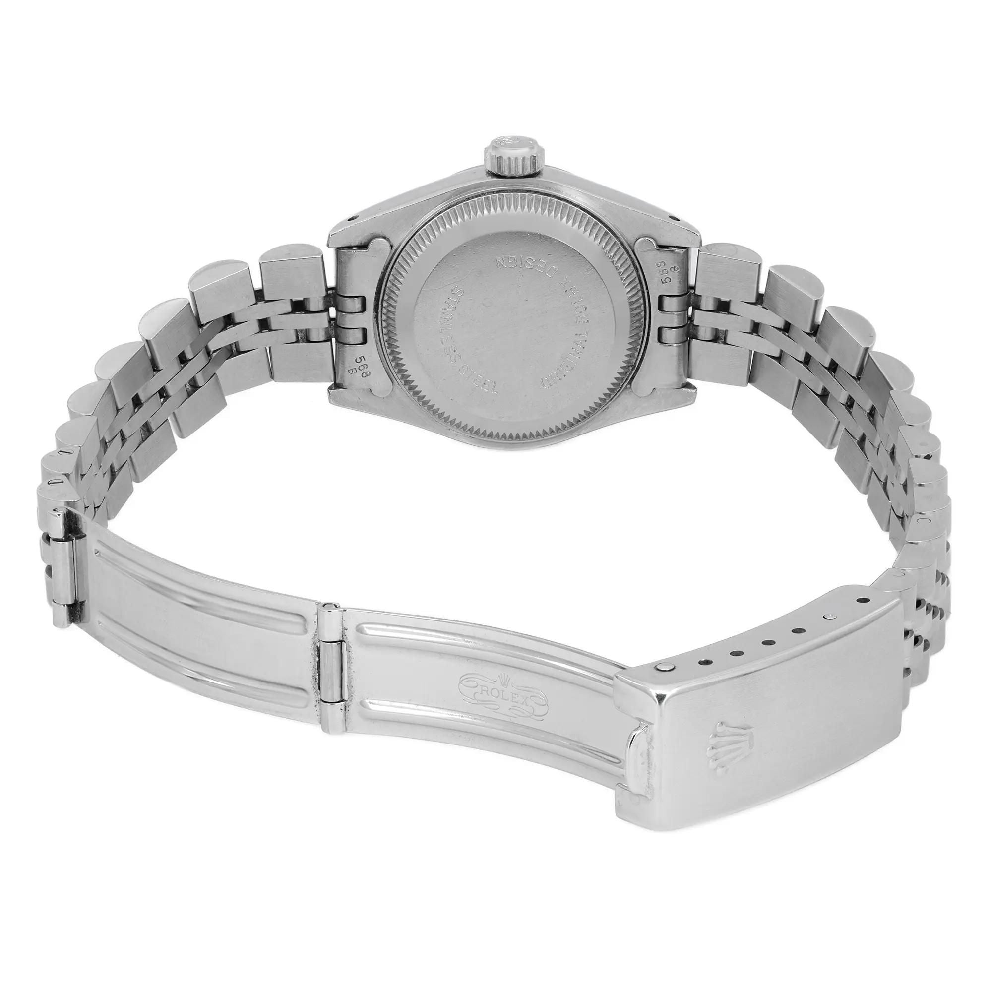 Rolex Lady Datejust 26mm 18K White Gold Steel Silver Stick Dial Watch 69174