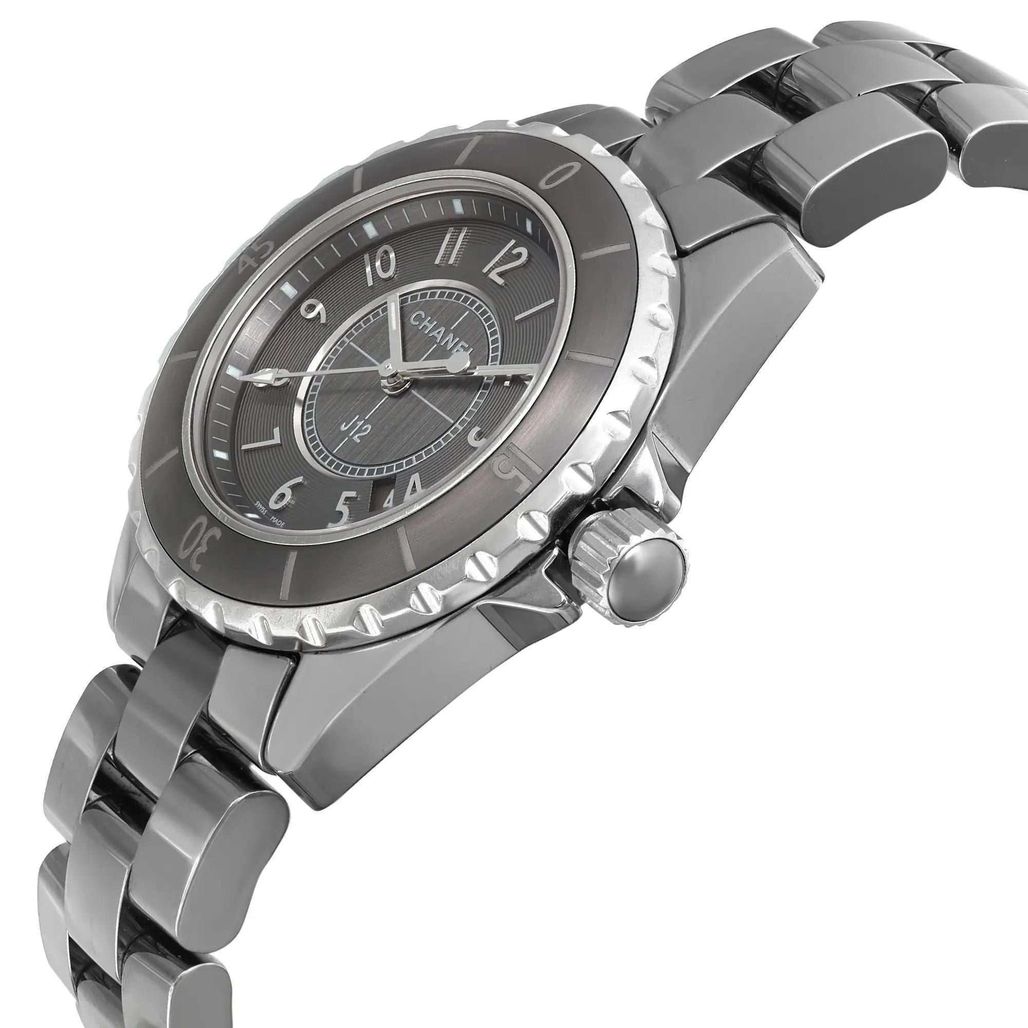 Chanel J12 Chromatic 33mm Titanium Ceramic Grey Dial Ladies Quartz Watch H2978