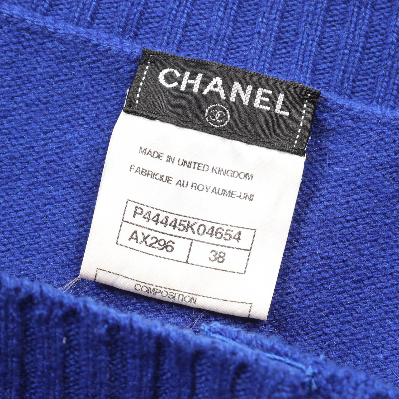 Chanel Coco Mark Button Dress P 44445k 04654 Cashmere Blue 38