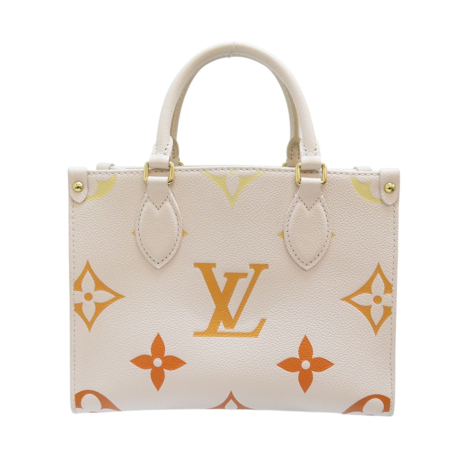 Louis Vuitton On The Go Pm Shoulder Handbag Calfskin Off White M 46513
