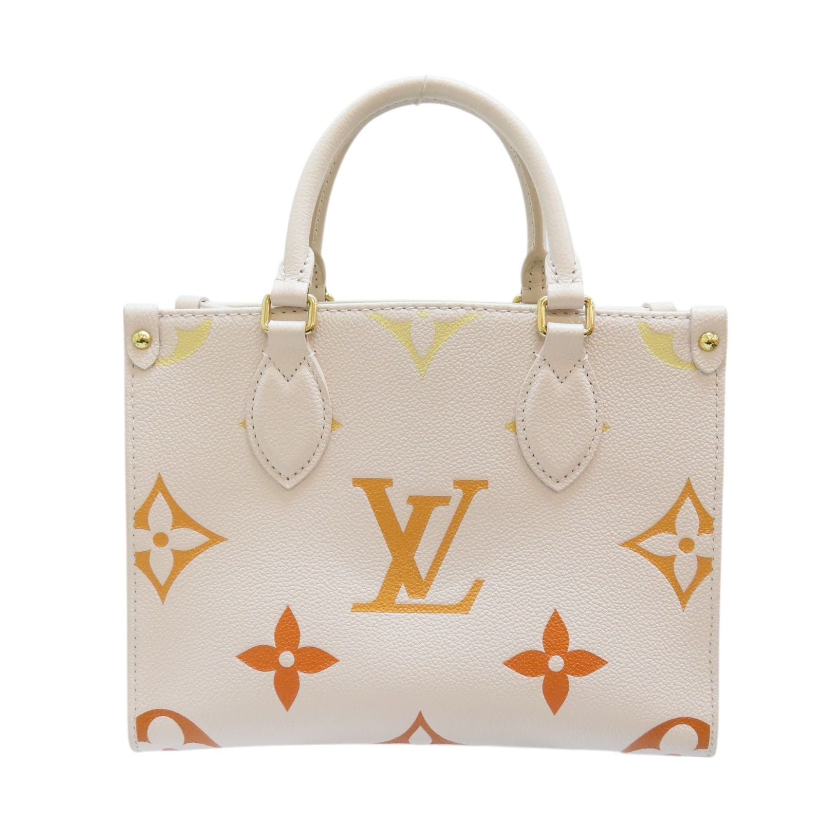 Louis Vuitton On The Go Pm Shoulder Handbag Calfskin Off White M 46513