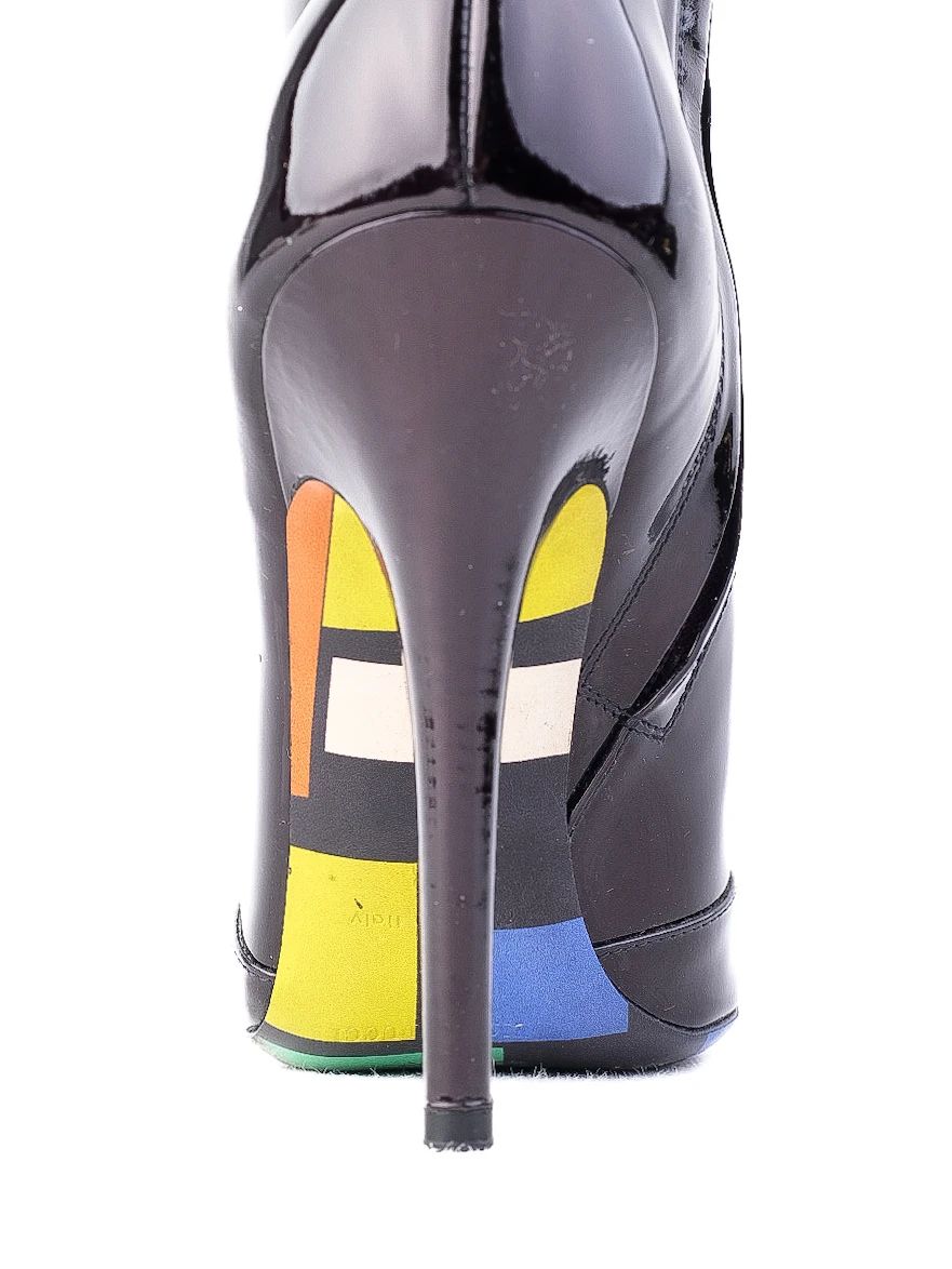 Excellent Emilio Pucci Black Leather High-Heeled Boot Size 38