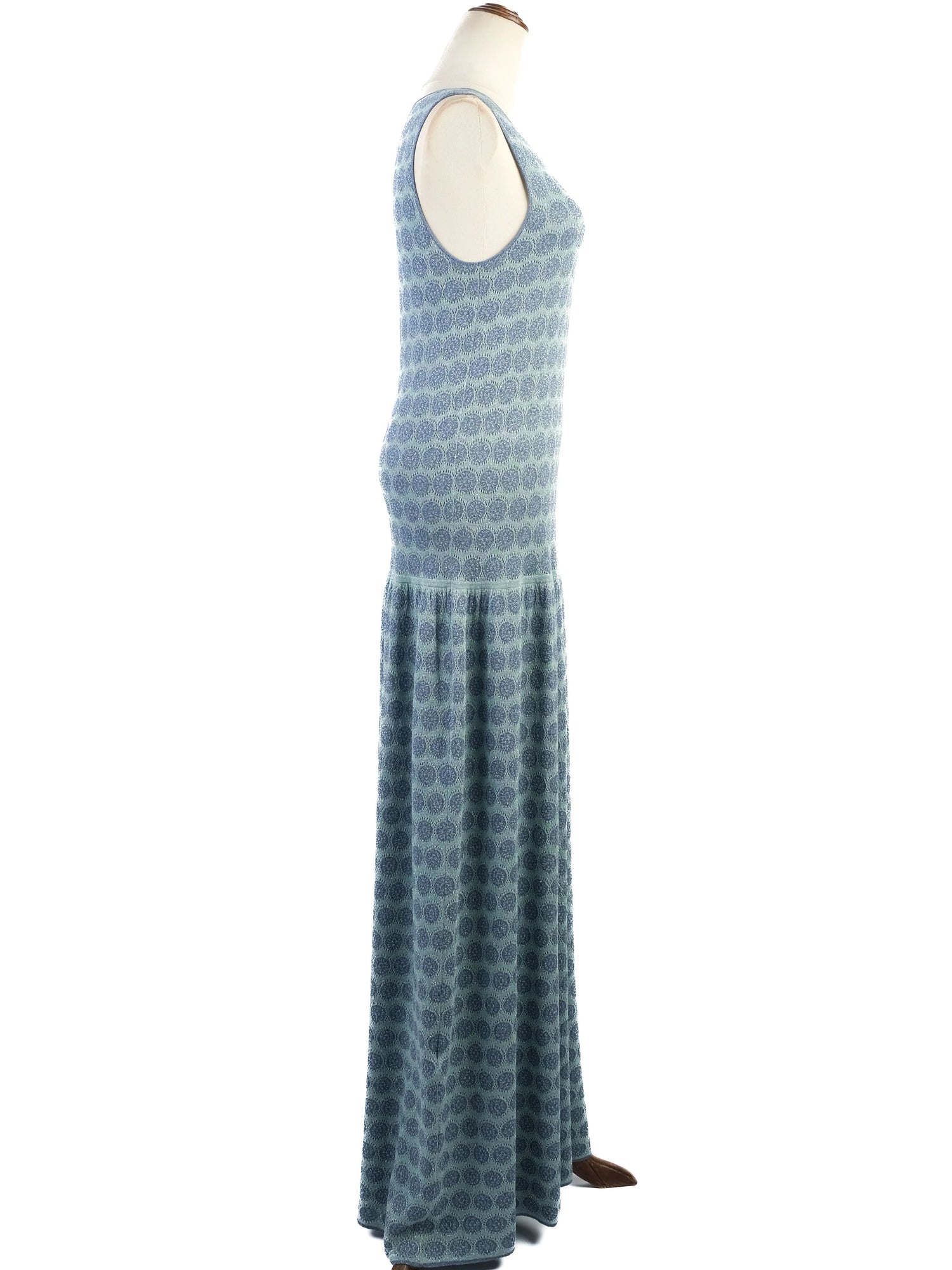 Excellent Stefanel Blue Maxi Dress Combined Viscose Size M