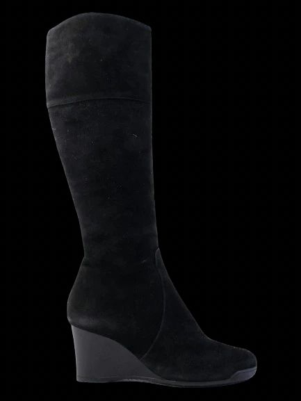 Perfect Giovanni Fabiani Black Leather Wedge-Heeled Boots Size 37