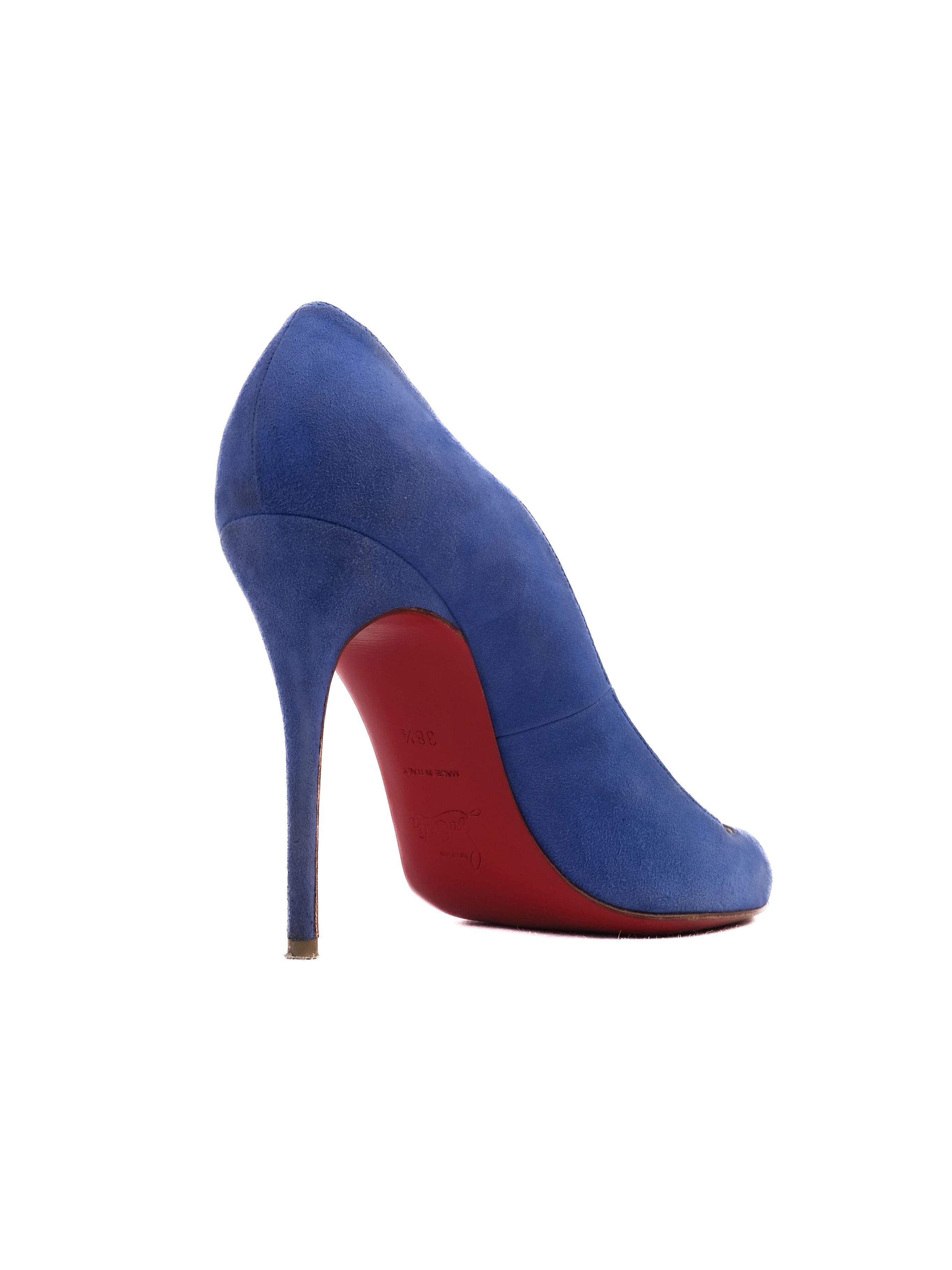 Christian Louboutin Blue Leather Stiletto Pumps Size 38.5 Excellent