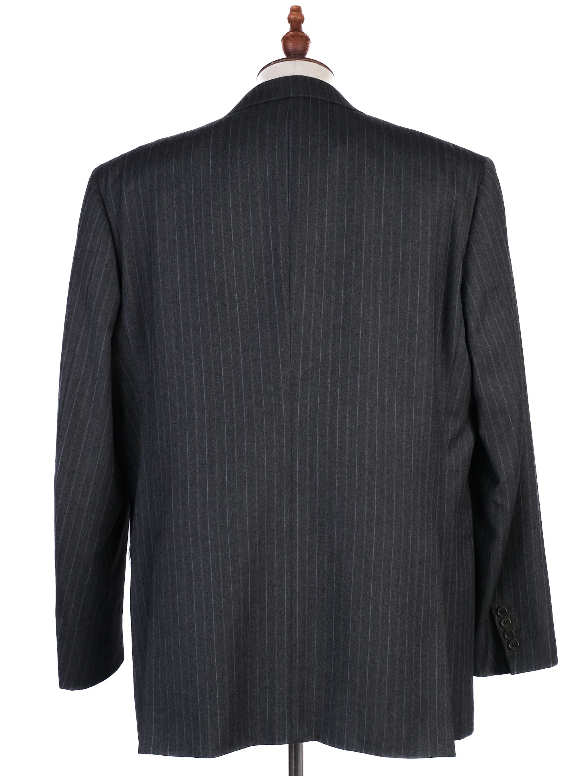 Excellent BRIONI Black Wool Pinstripe Suit Jacket Size XXL