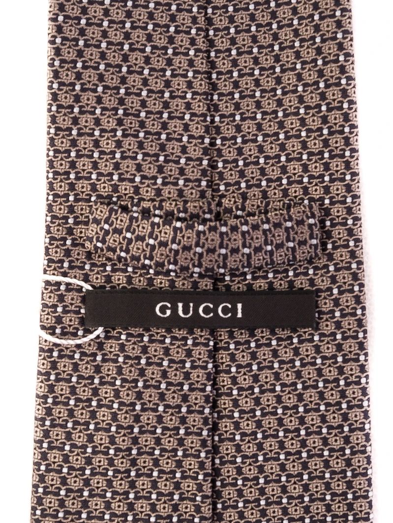 Excellent Gucci Geometric Patterned Necktie Combined Color 100% Silk