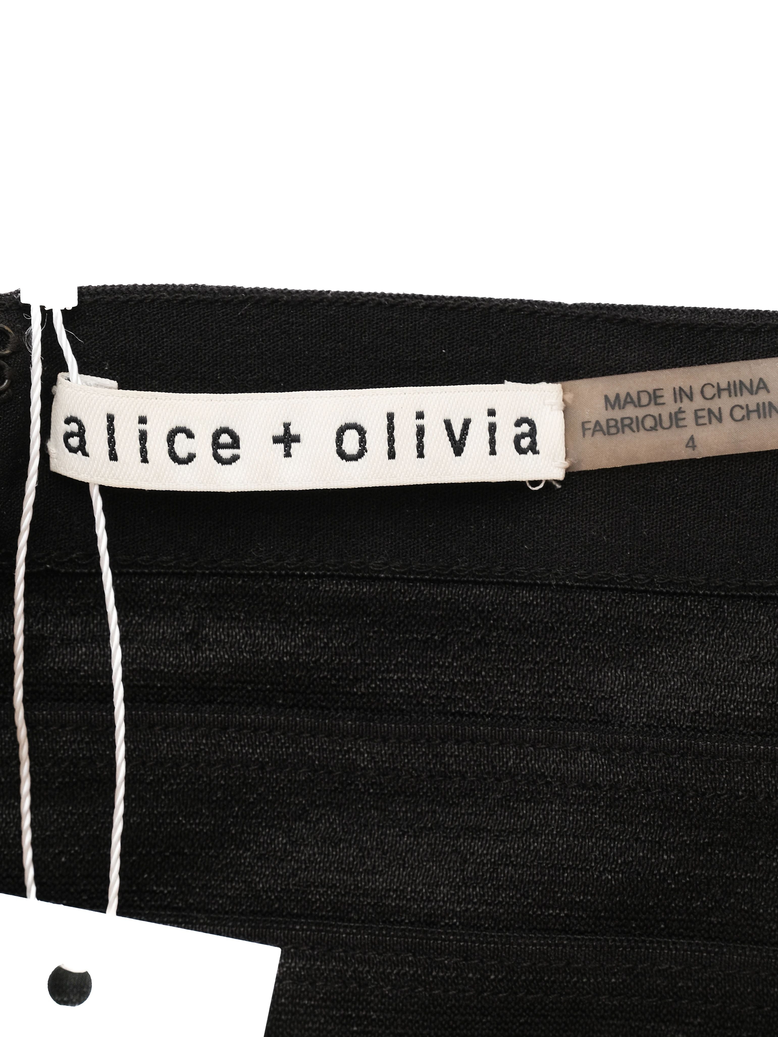 Excellent Alice+Olivia Strapless Jumpsuit Black Embellished Size S