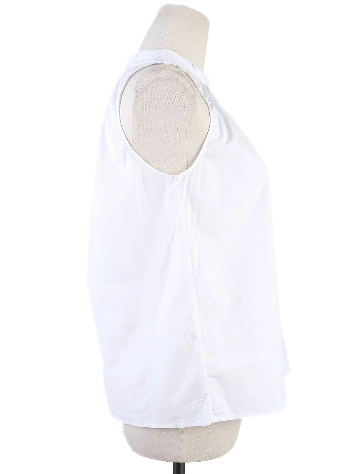 Excellent Burberry White Sleeveless Blouse M Cotton High Neck