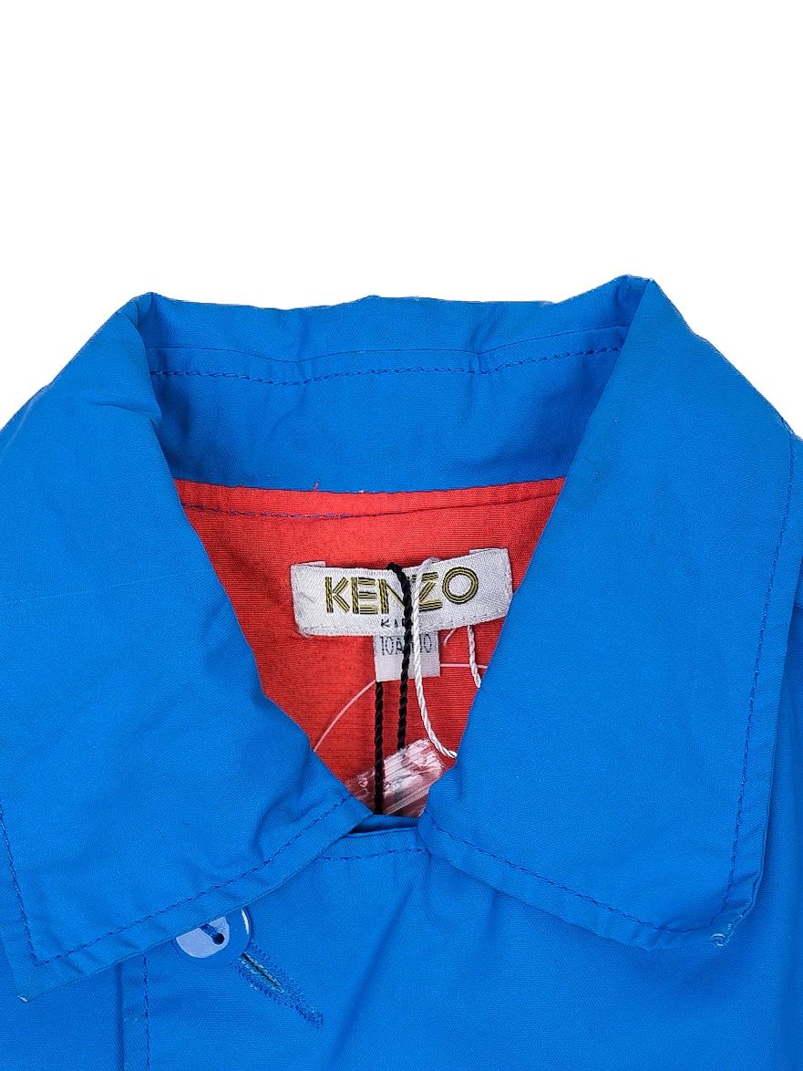 NEW Kenzo Kids Blue Cotton Coat Size 10 with Embroidered Logo