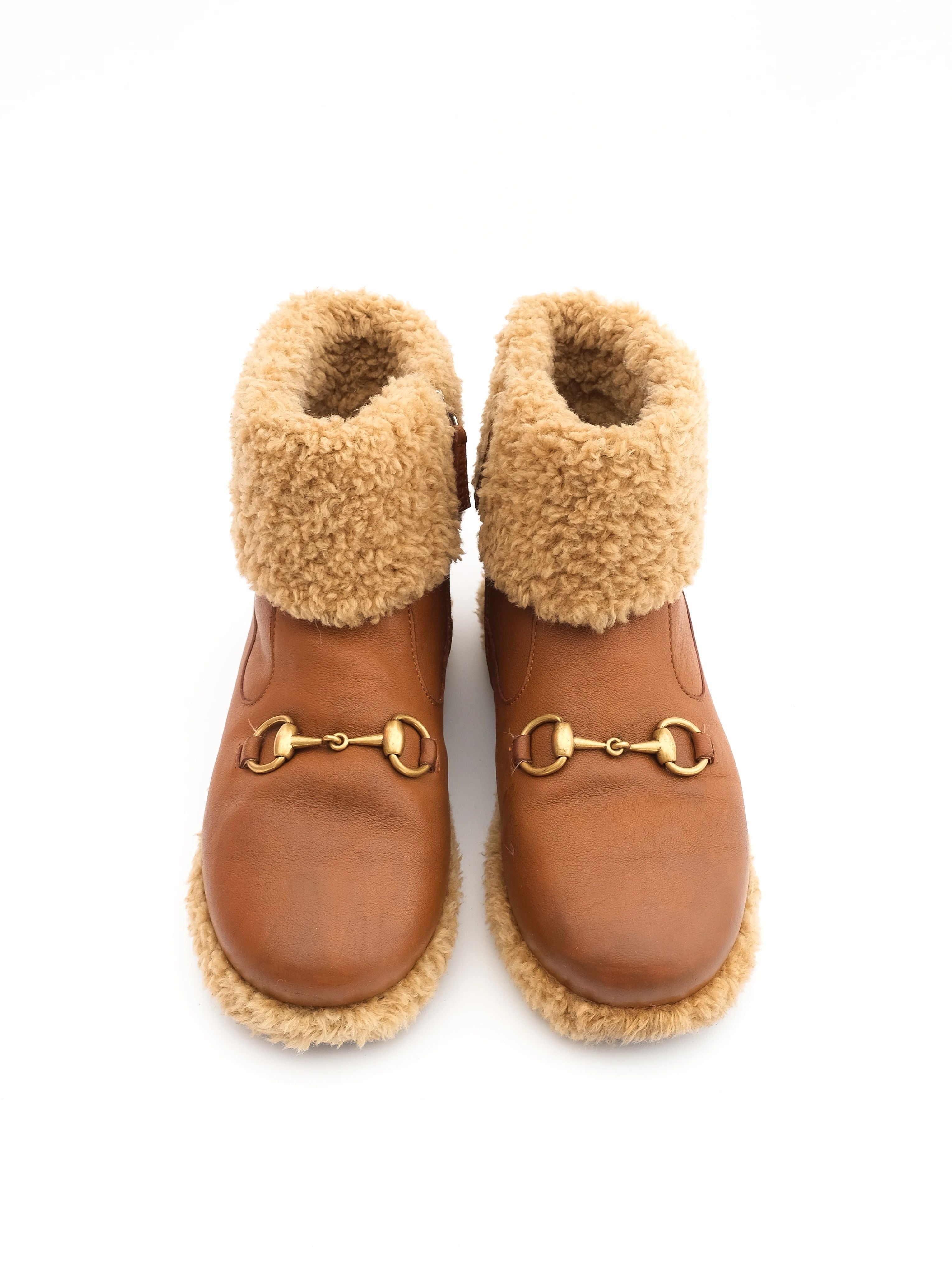 Excellent Gucci Kids Shoes Orange Leather Size 32 with Fleece Lining