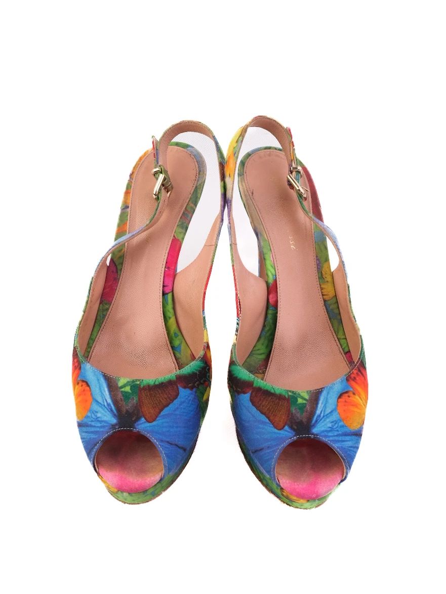 Excellent Gianvito Rossi Floral High-Heeled Slingback Size 39