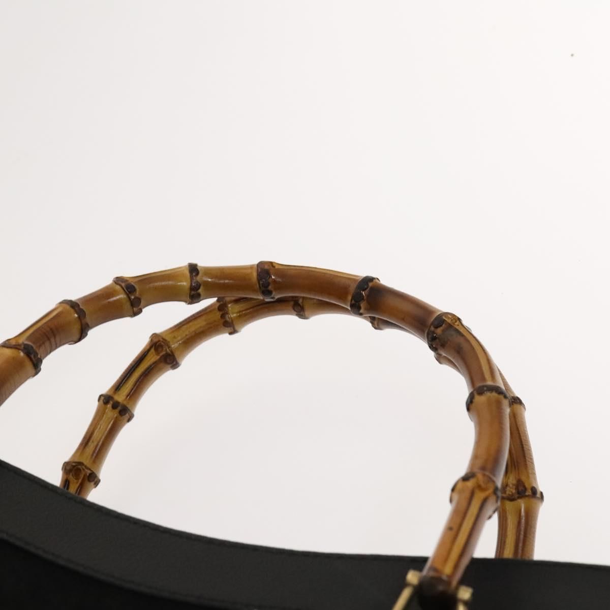 Gucci Bamboo Hand Bag Suede Black Gold 02 123 0260 Auth