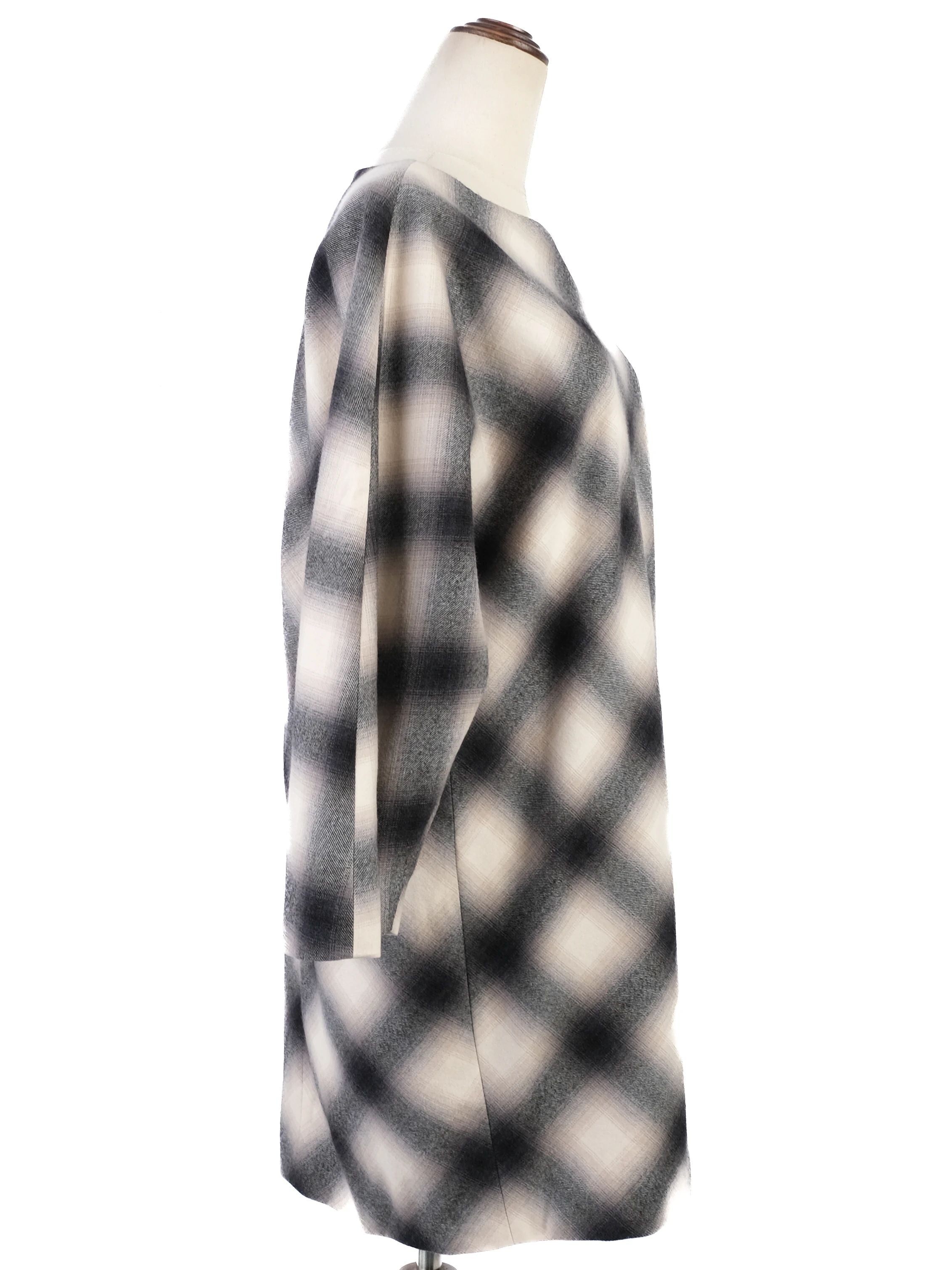 Excellent Gucci Plaid Wool Dress Size L Black White Gray