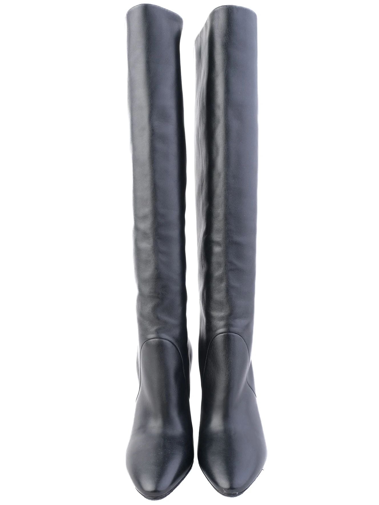 Excellent Saint Laurent Black Leather Knee-High High-Heels Size 36