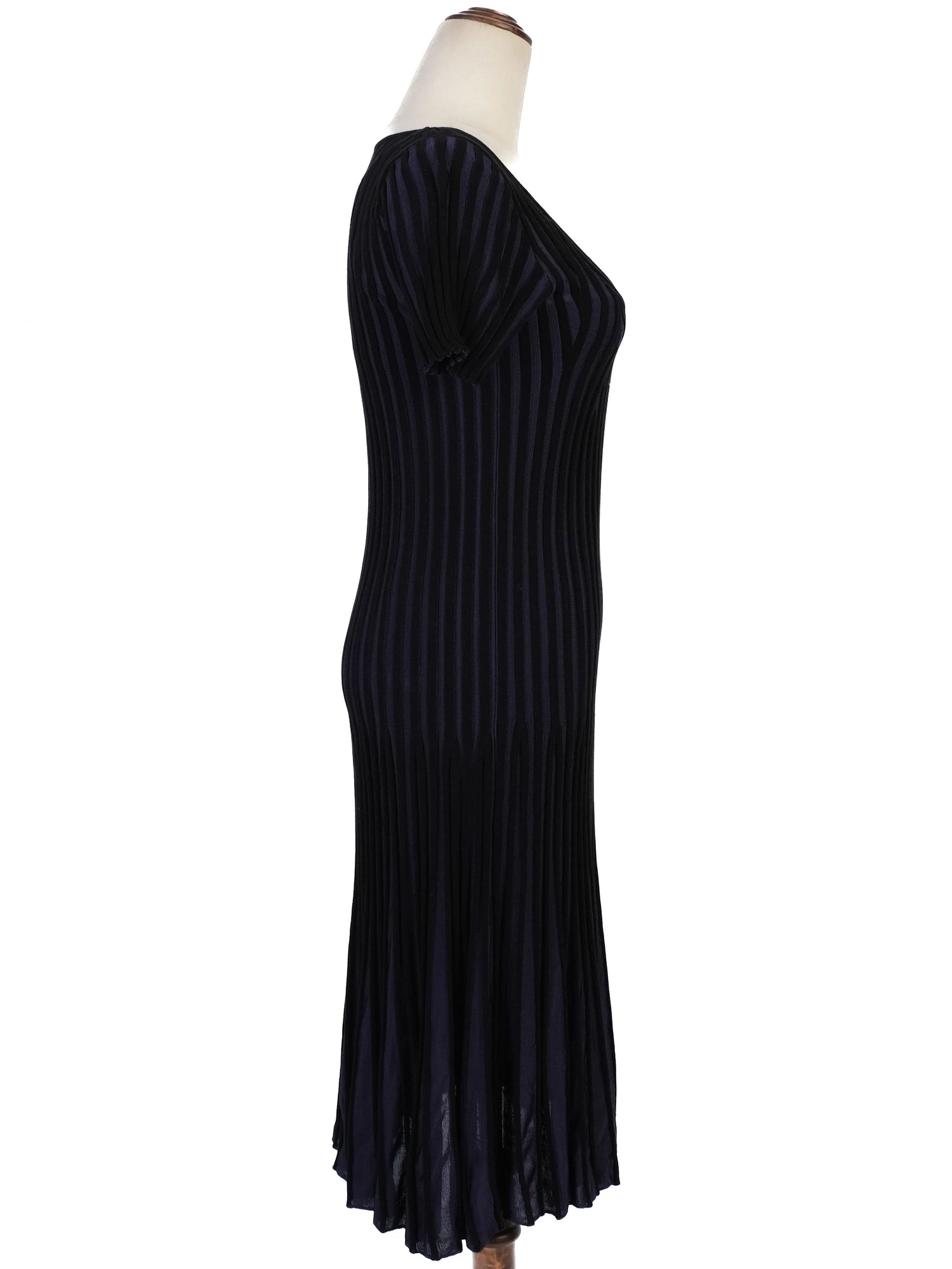 Excellent Kenzo Blue Viscose Dress Size M with Flared Skirt