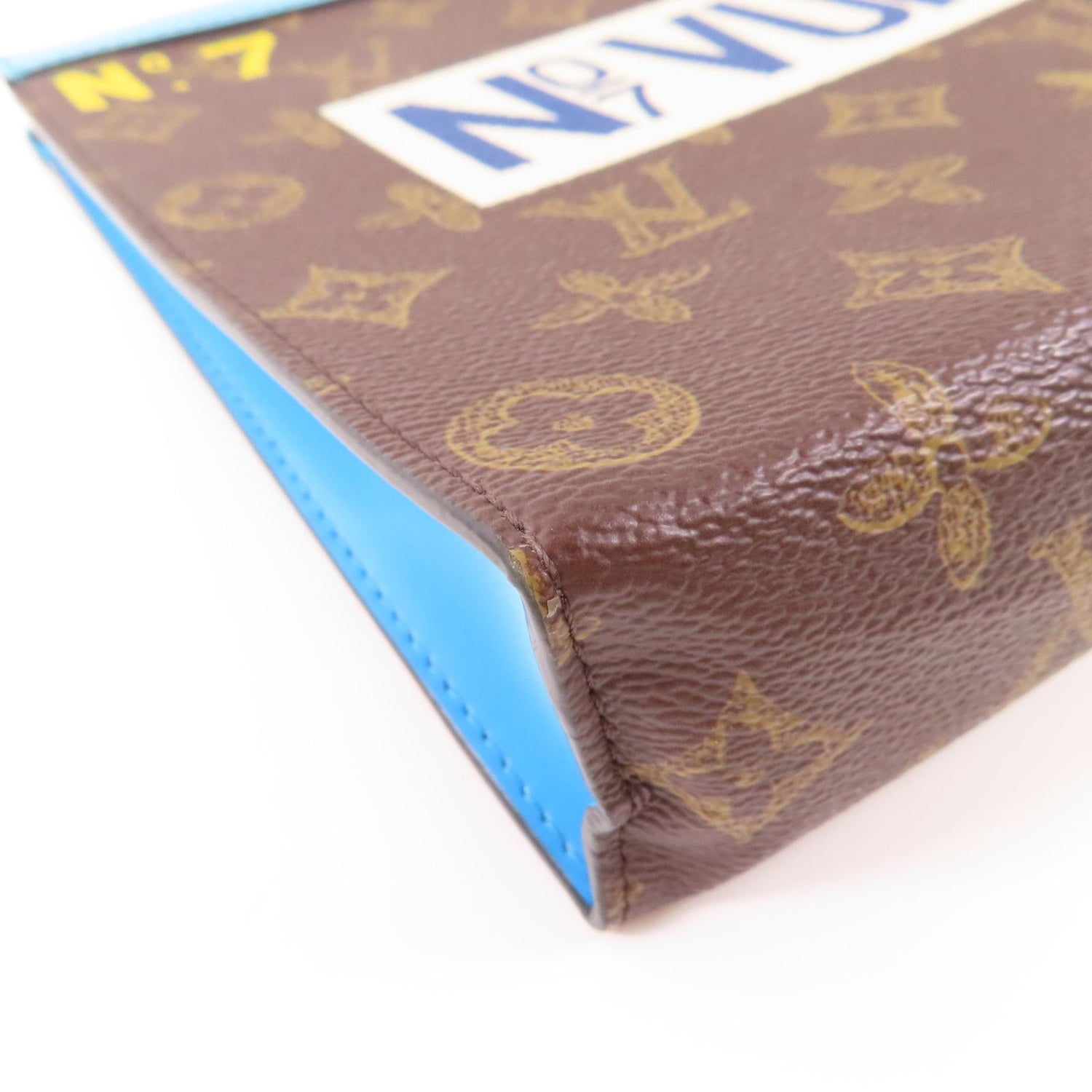 Louis Vuitton Monogram Pochette Voyage Mm Gold Hand Bag Brown/blue Business Bag Clutch Bag M 81204