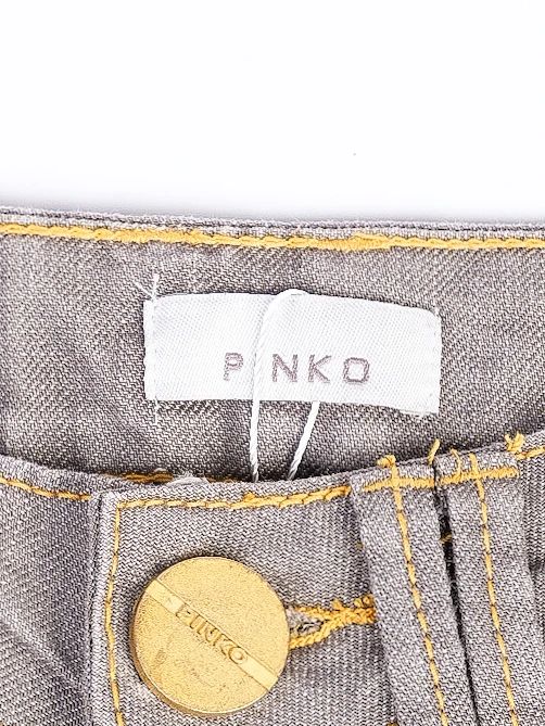Excellent Pinko Gray Cotton Jeans Size S with Unique Pocket Design