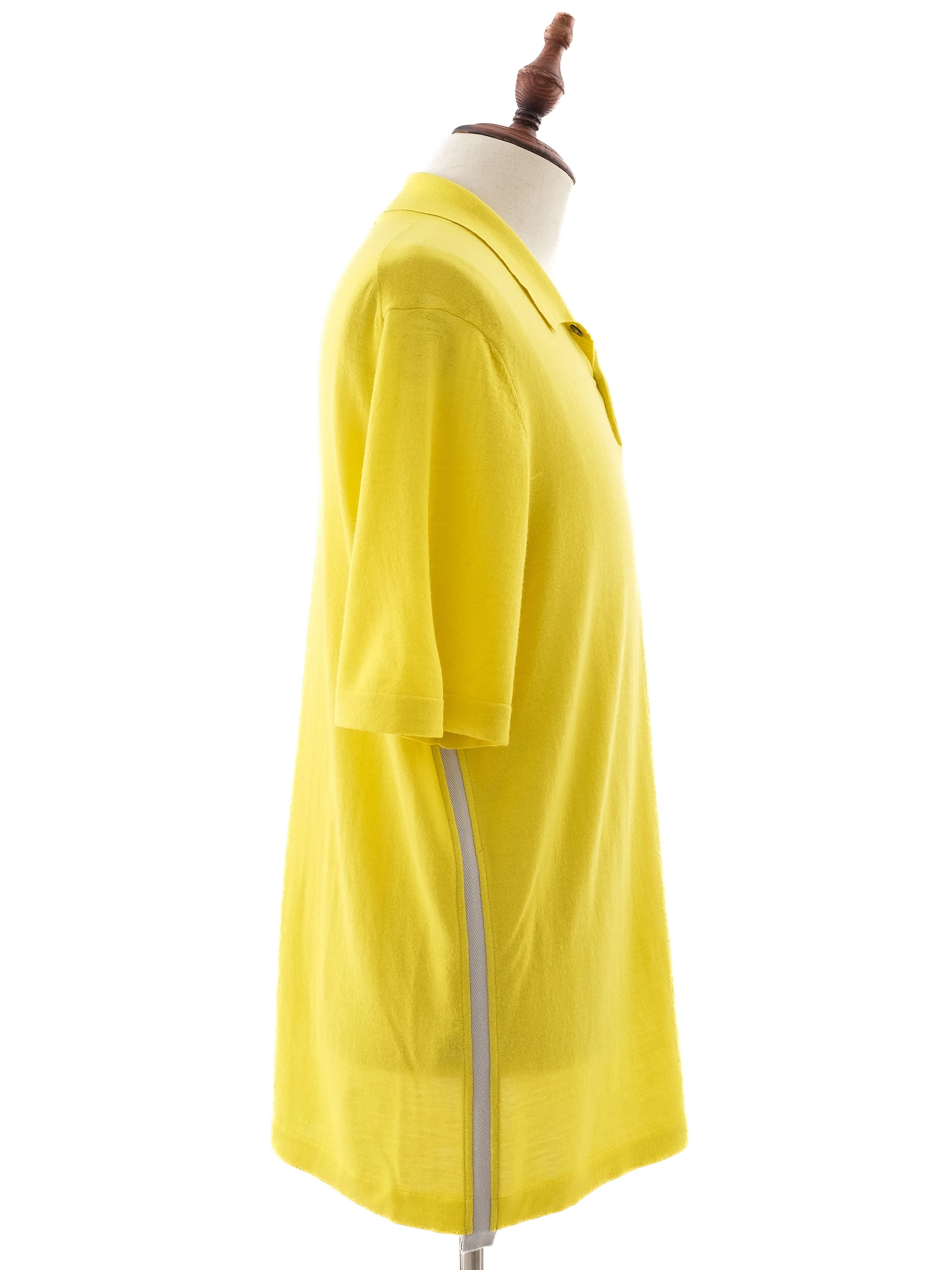 Excellent Hermes Yellow Wool Polo Shirt Size L for Men