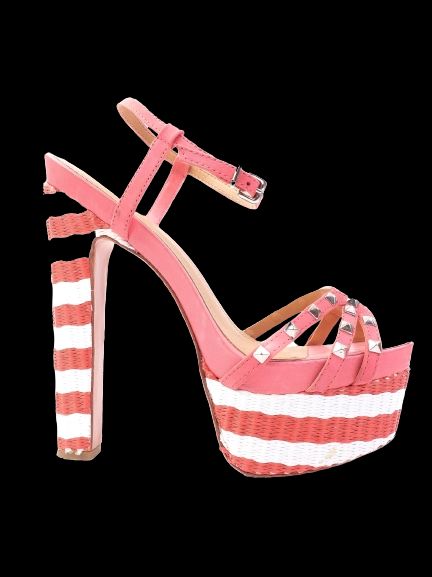 Excellent Schutz Pink Leather High-Heeled Platform Sandals Size 36