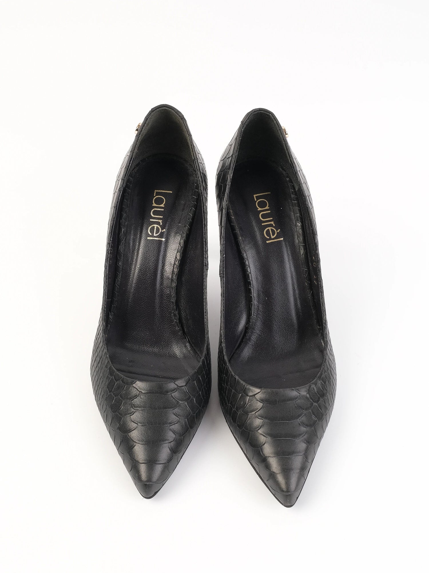 Excellent Laurel Black Leather High-Heeled Shoes Size 37
